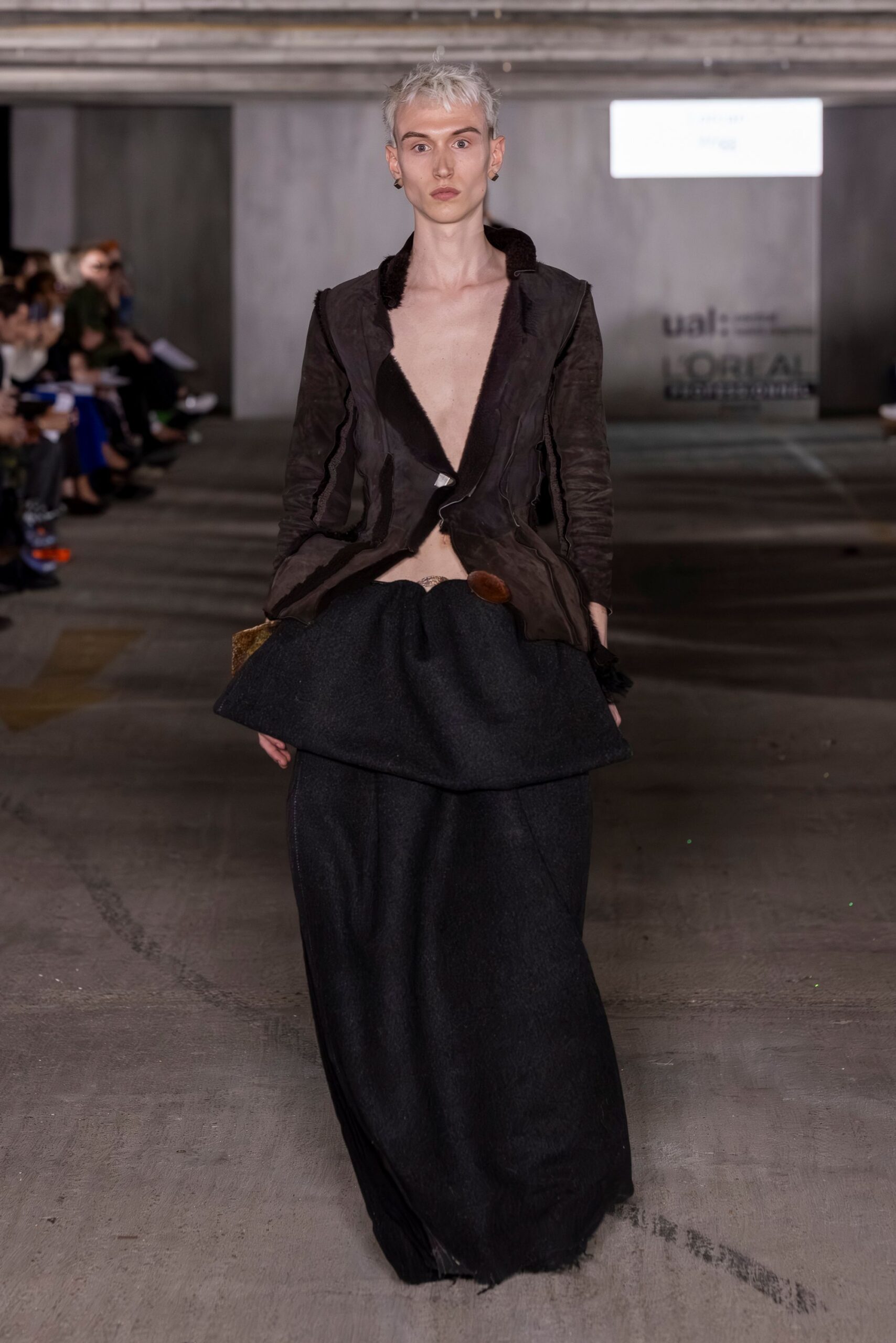 black denim relaxed flared maxi skirt