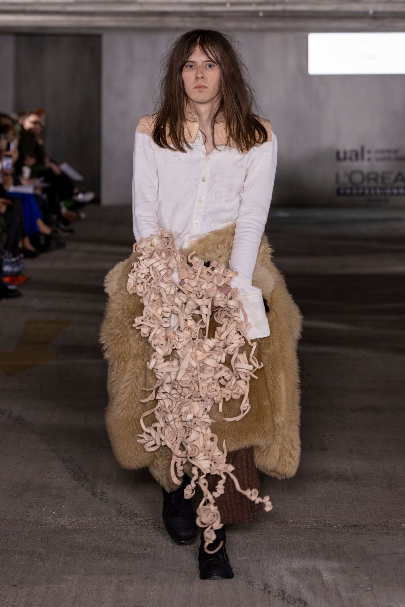brown cotton fitted straight-leg pants