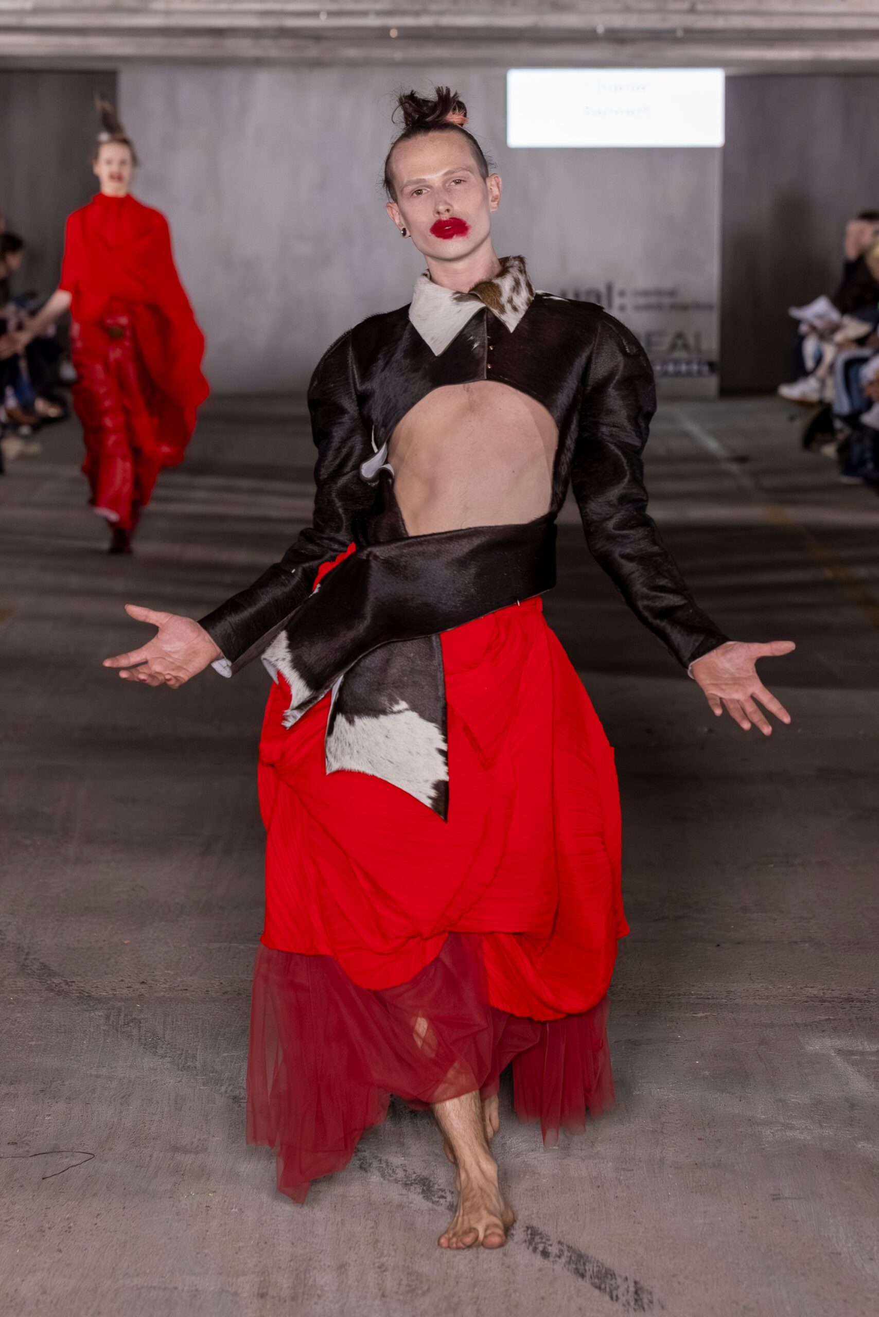 black and red layered dress