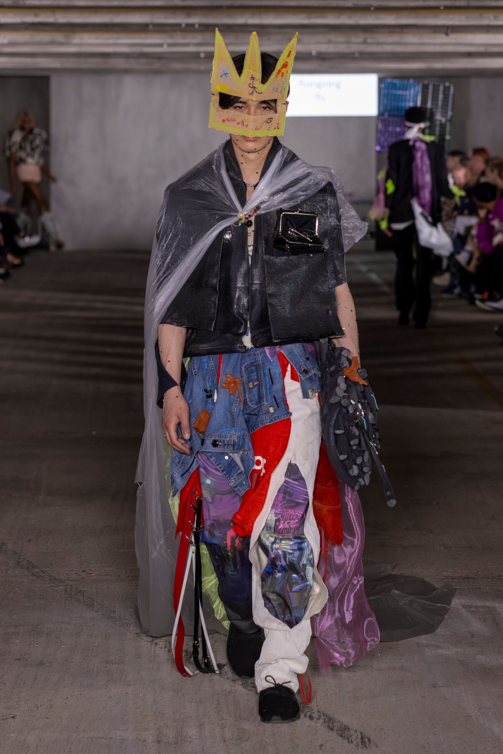 gray vinyl relaxed sheer cape