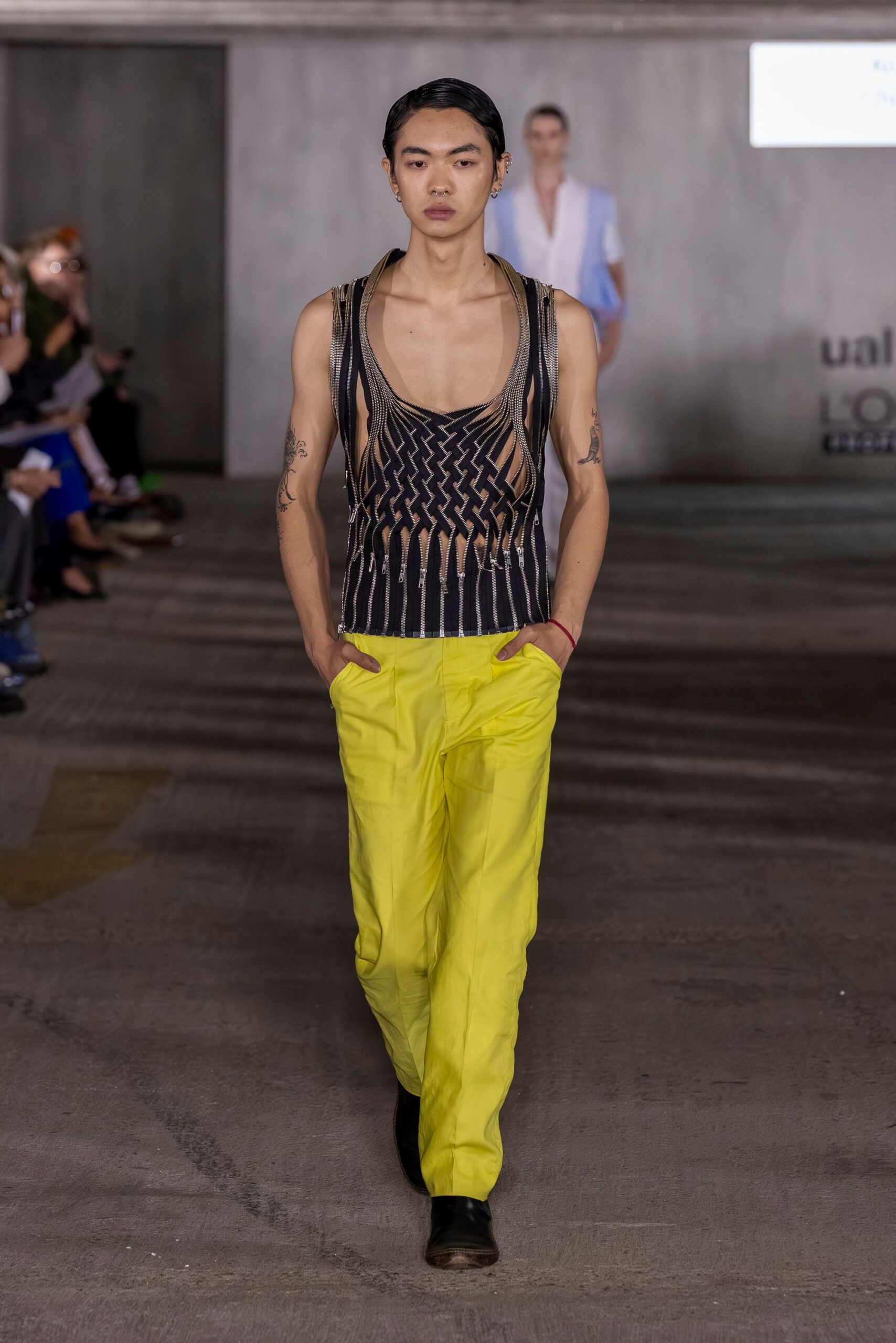 yellow cotton relaxed straight-leg pants