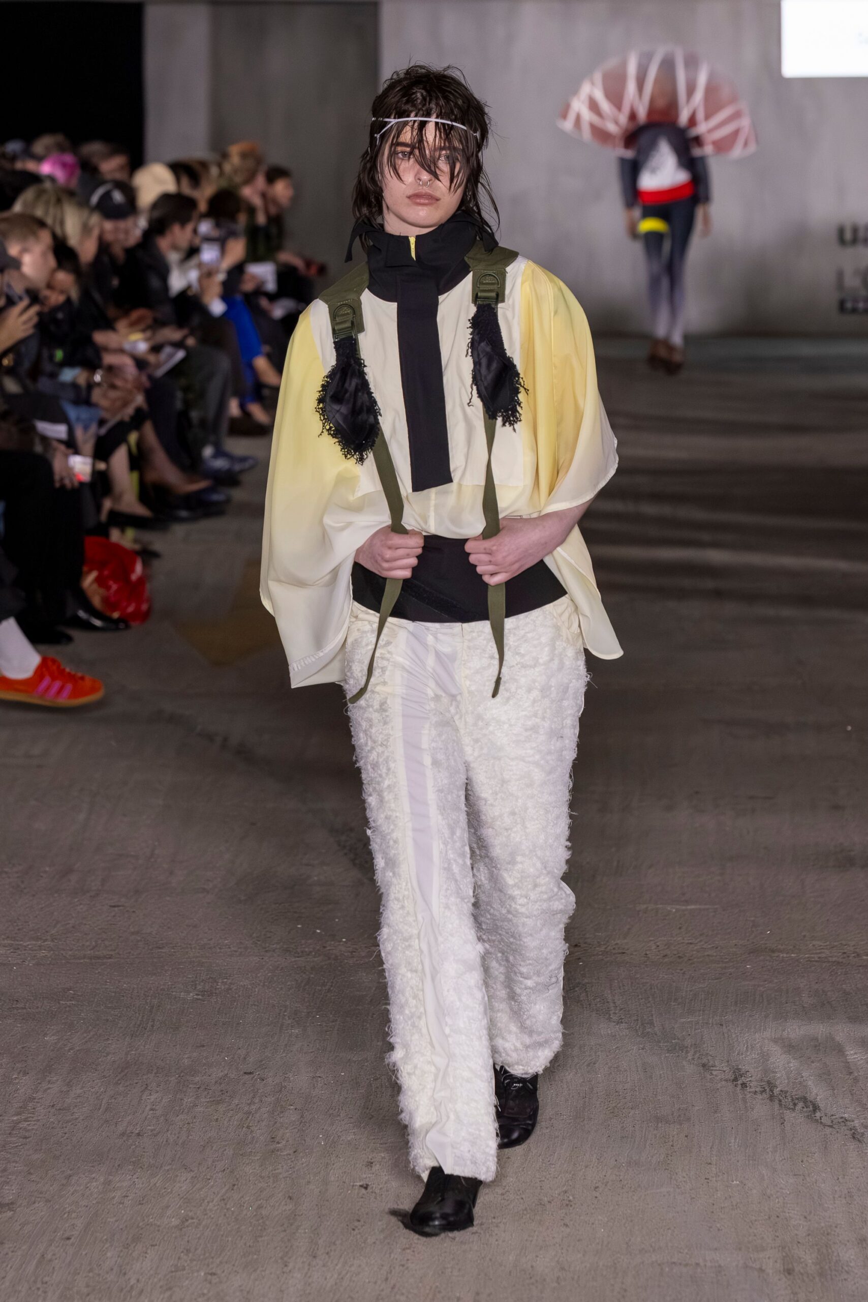 yellow silk sleeveless relaxed cape