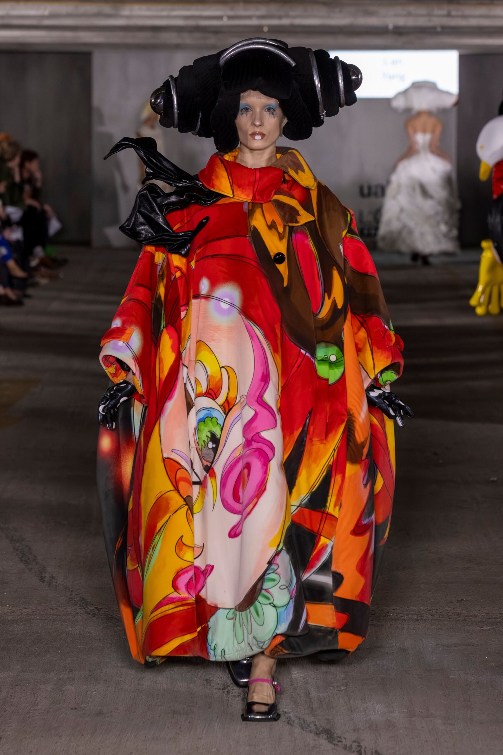multi silk oversized printed coat