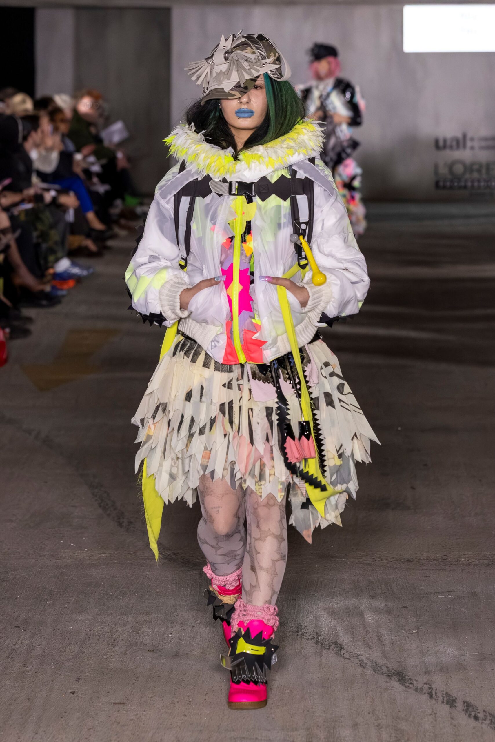 oversized white jacket with fringed skirt