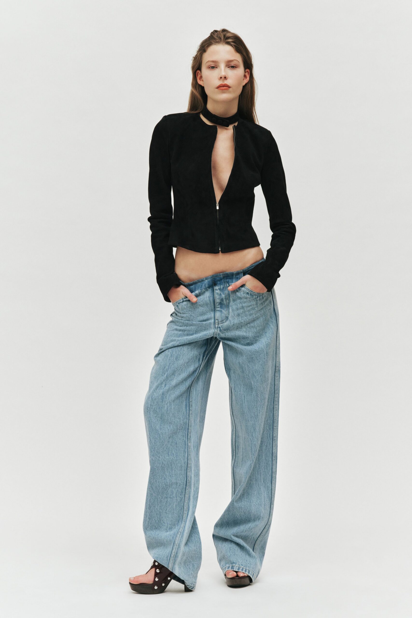 blue denim relaxed wide-leg pants