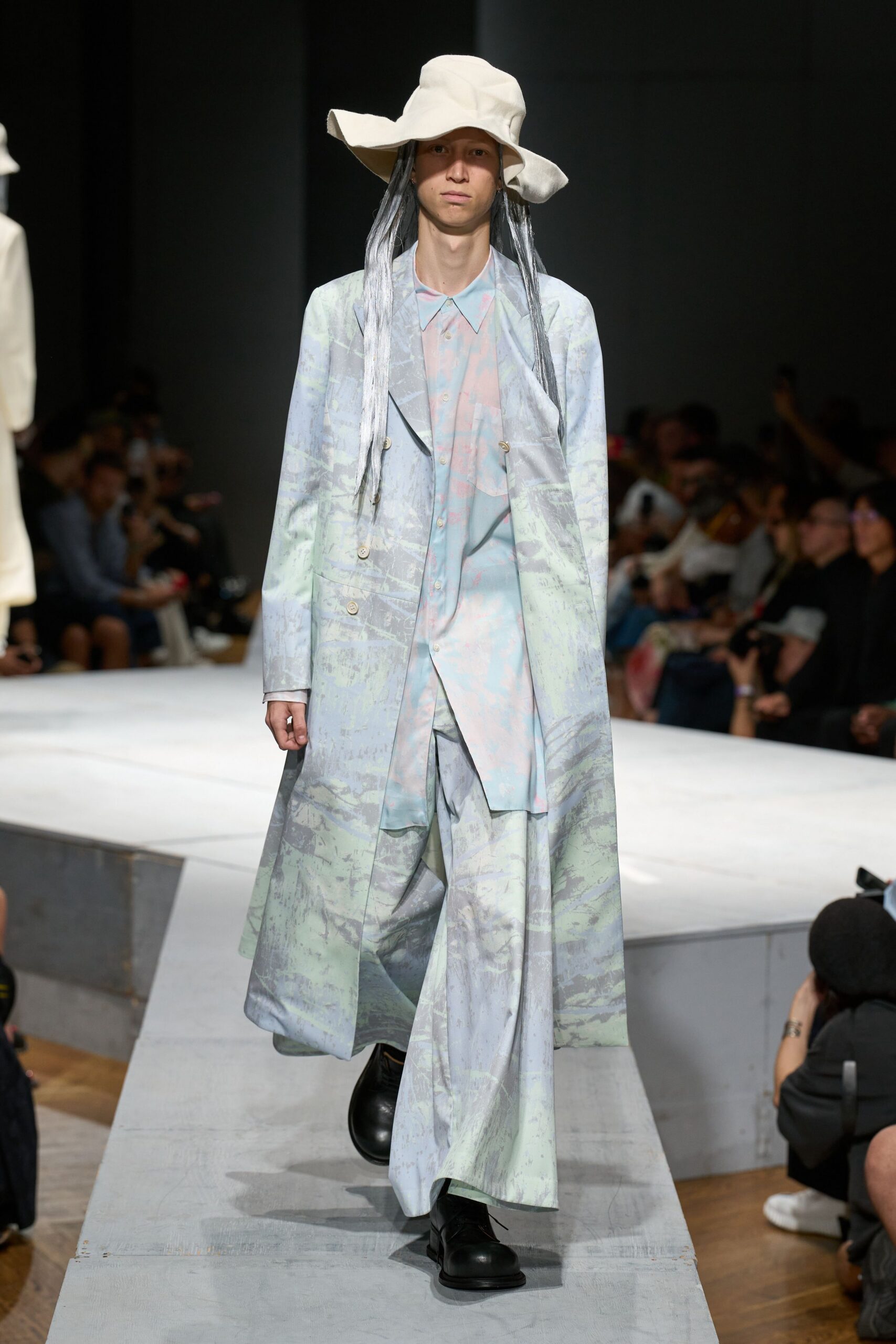 relaxed blue green pink coat