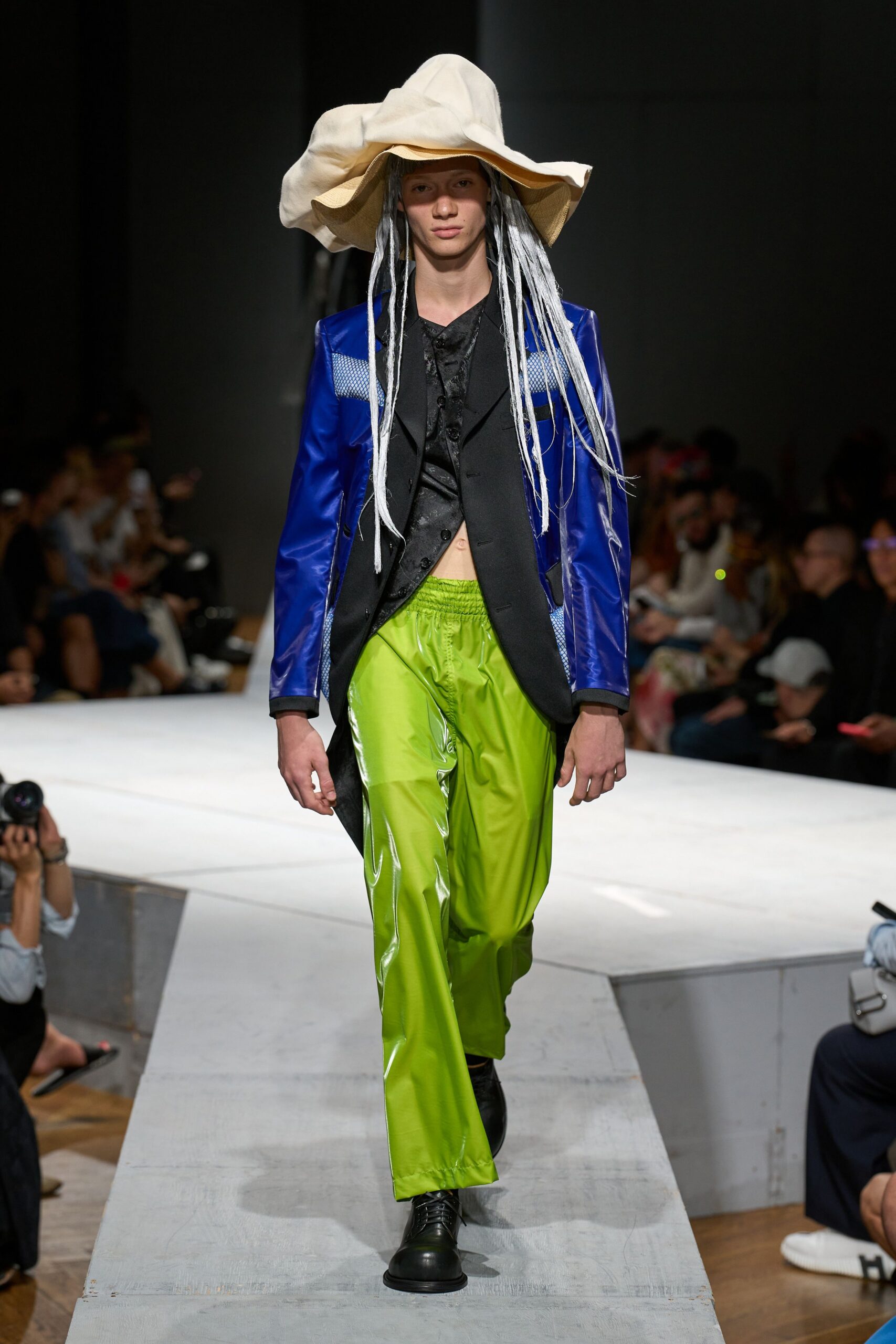 green silk relaxed wide-leg flowing pants
