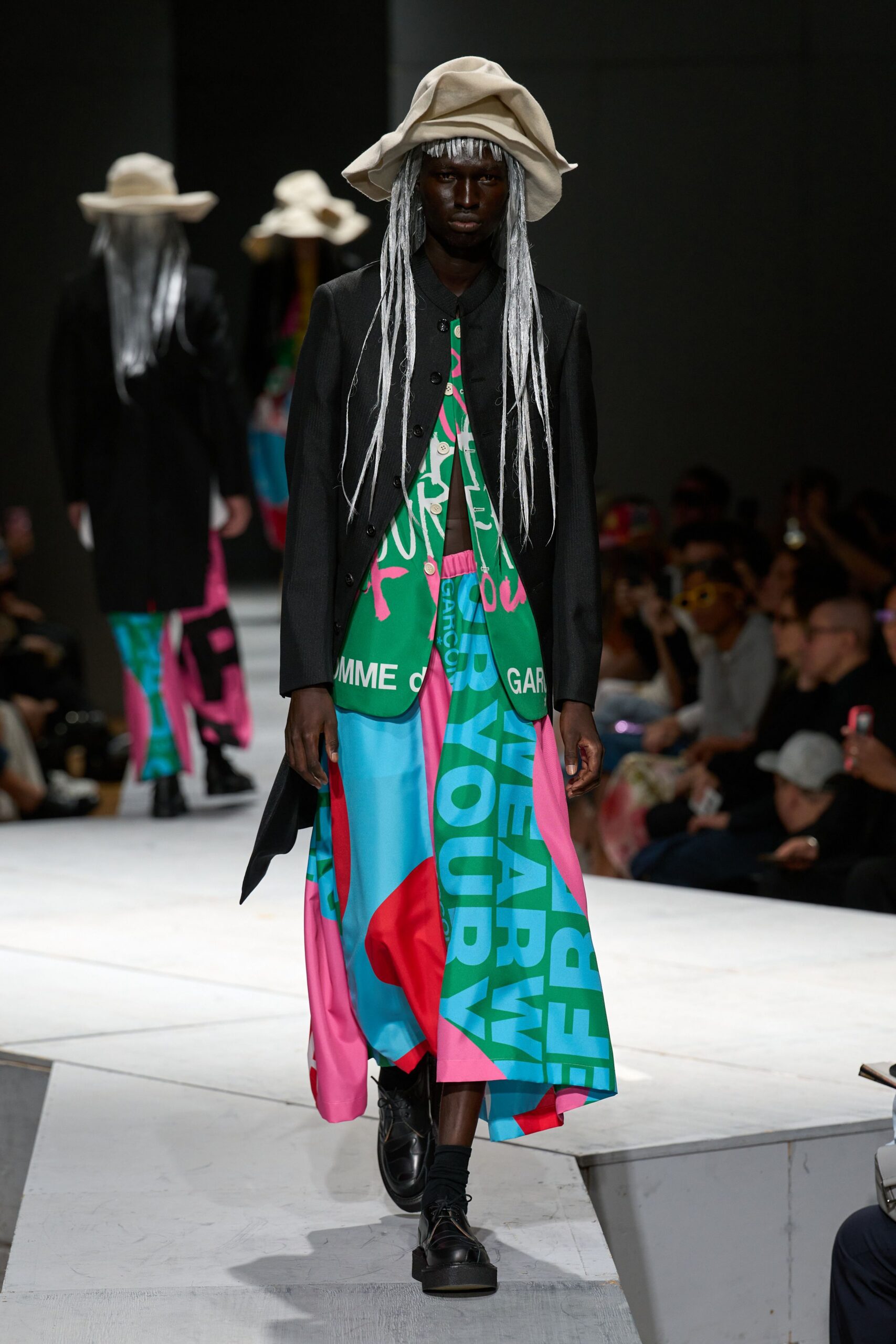 colorful printed maxi dress with coat