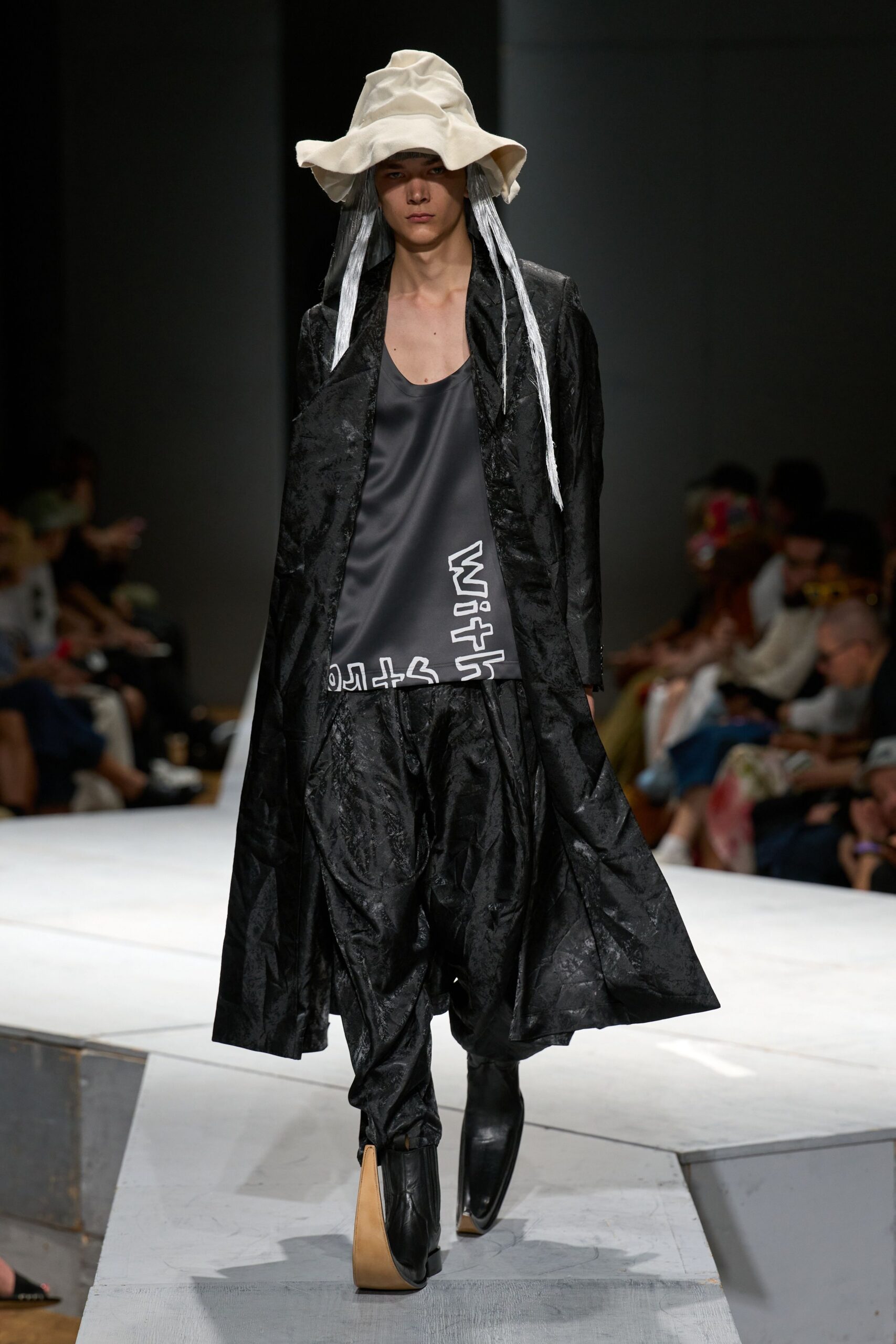 black silk relaxed wide-leg pants