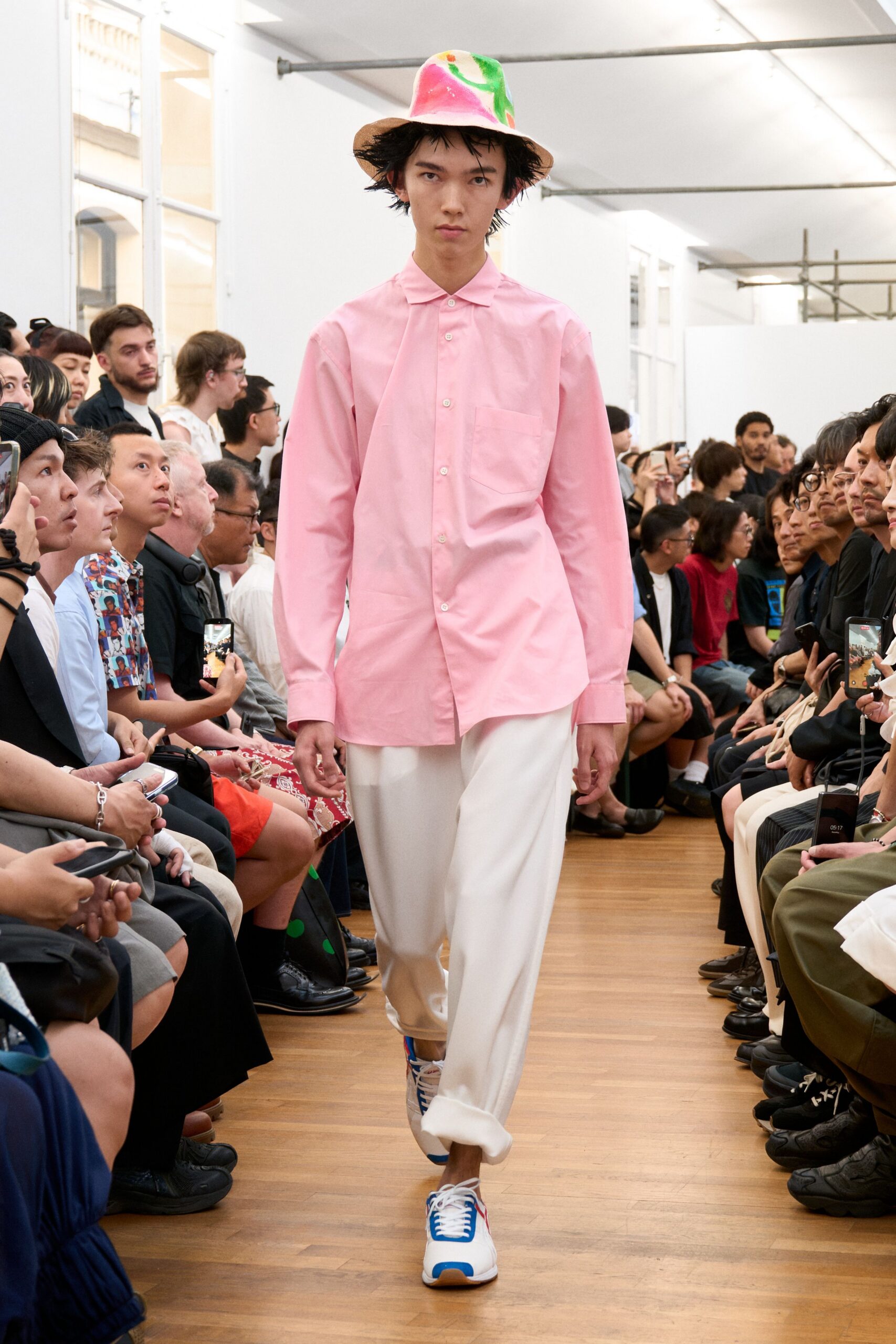 pink cotton long-sleeve collared relaxed shirt