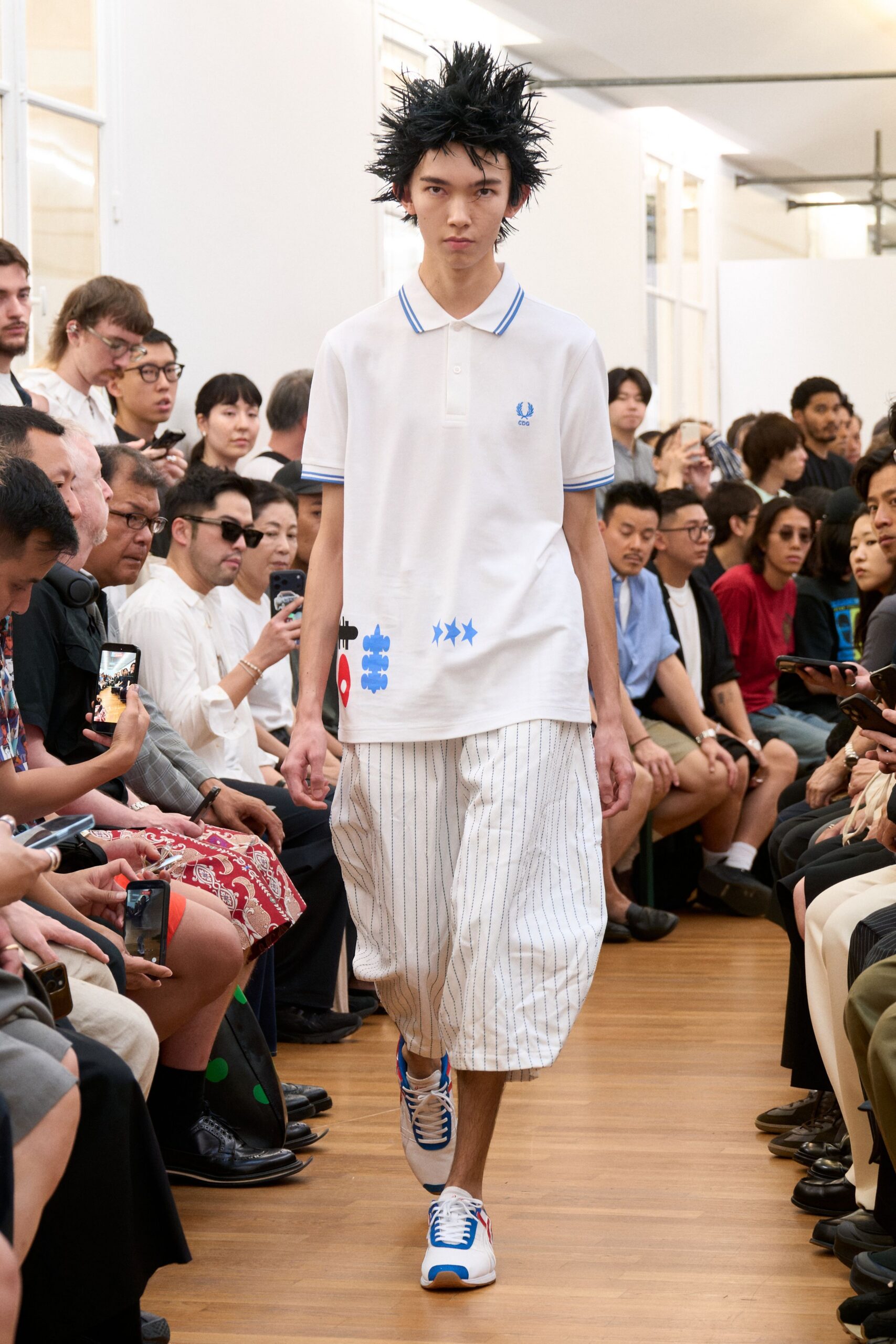 white cotton relaxed striped pants