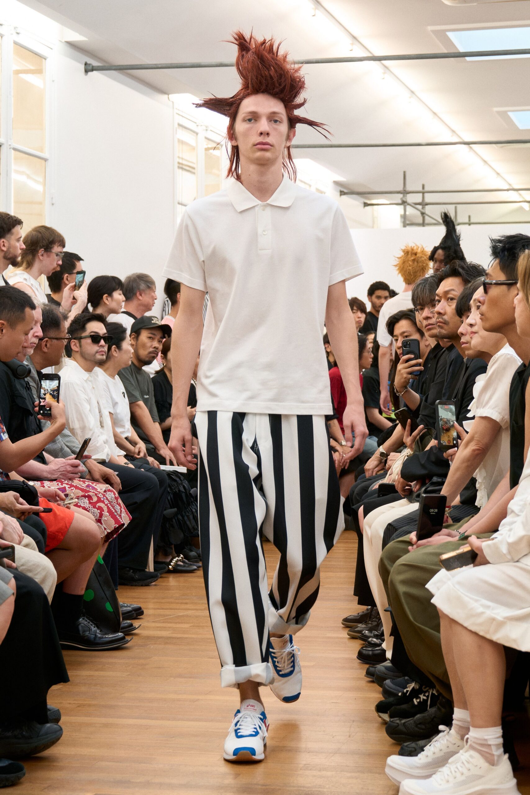 black cotton relaxed striped pants