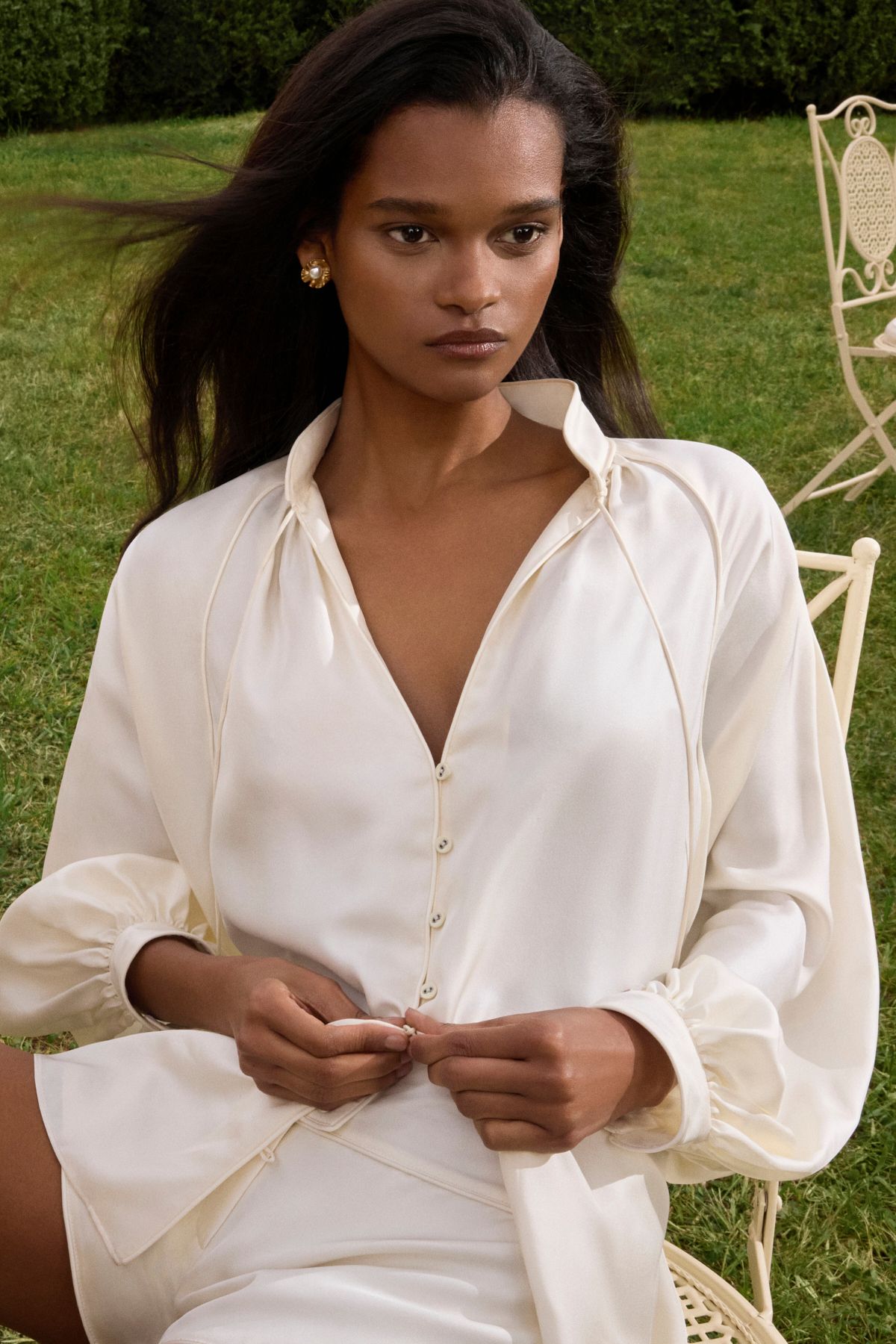 ivory silk relaxed shirt