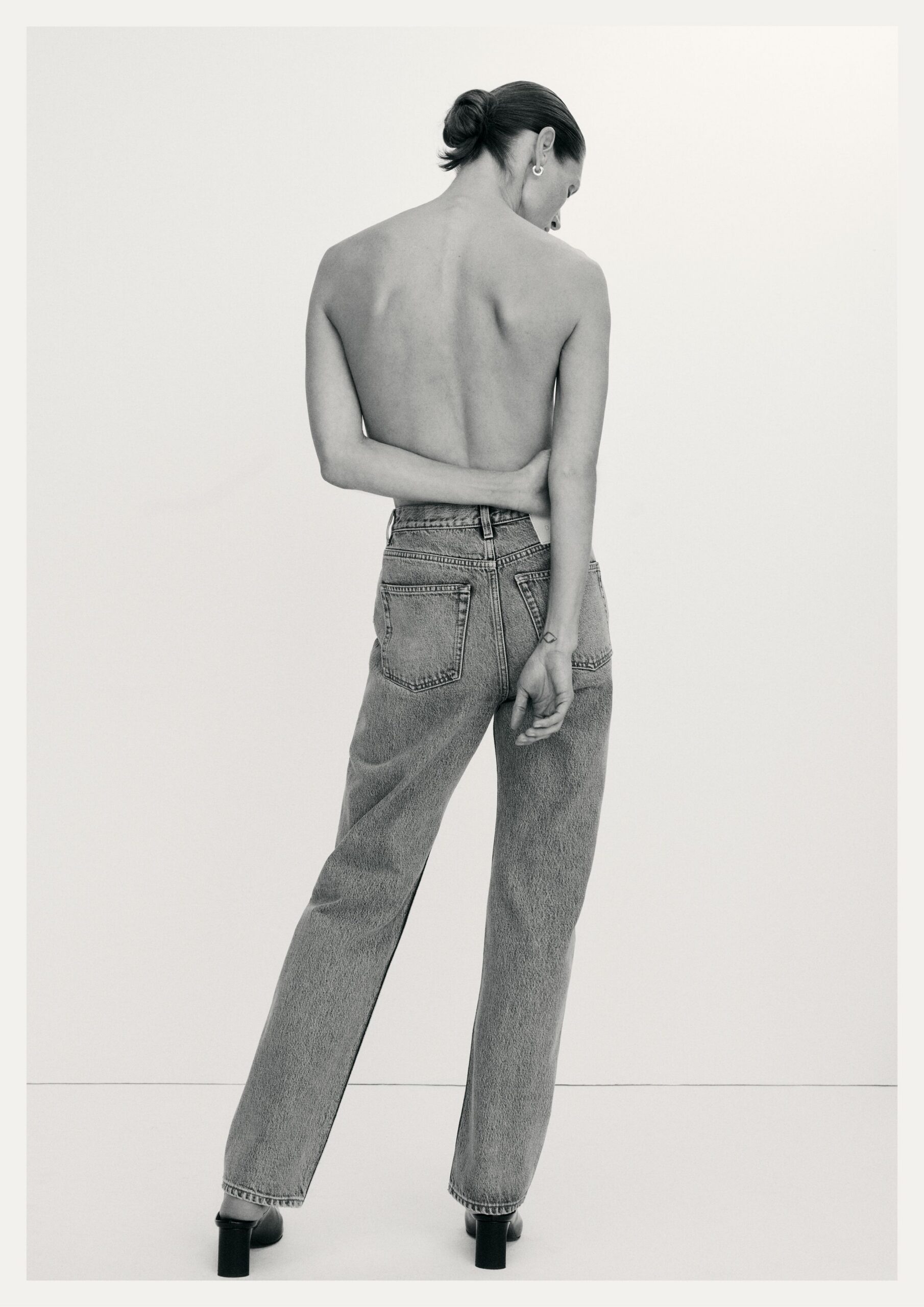 gray denim relaxed straight-leg jeans