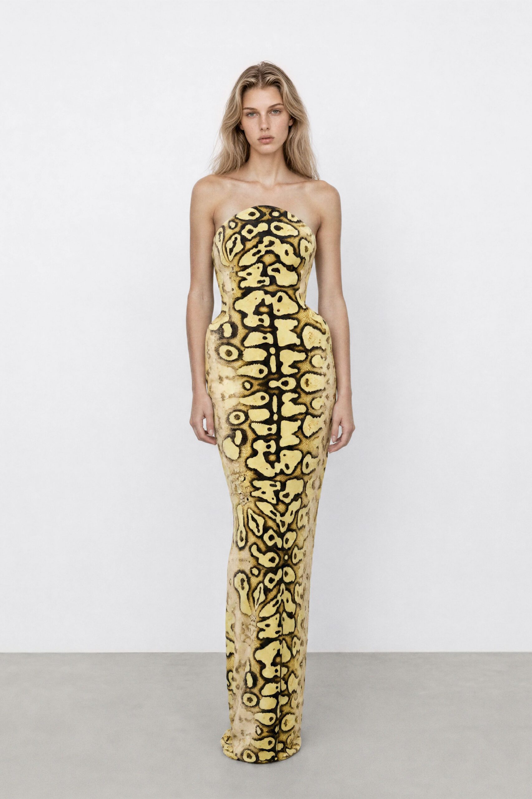 yellow and black printed gown