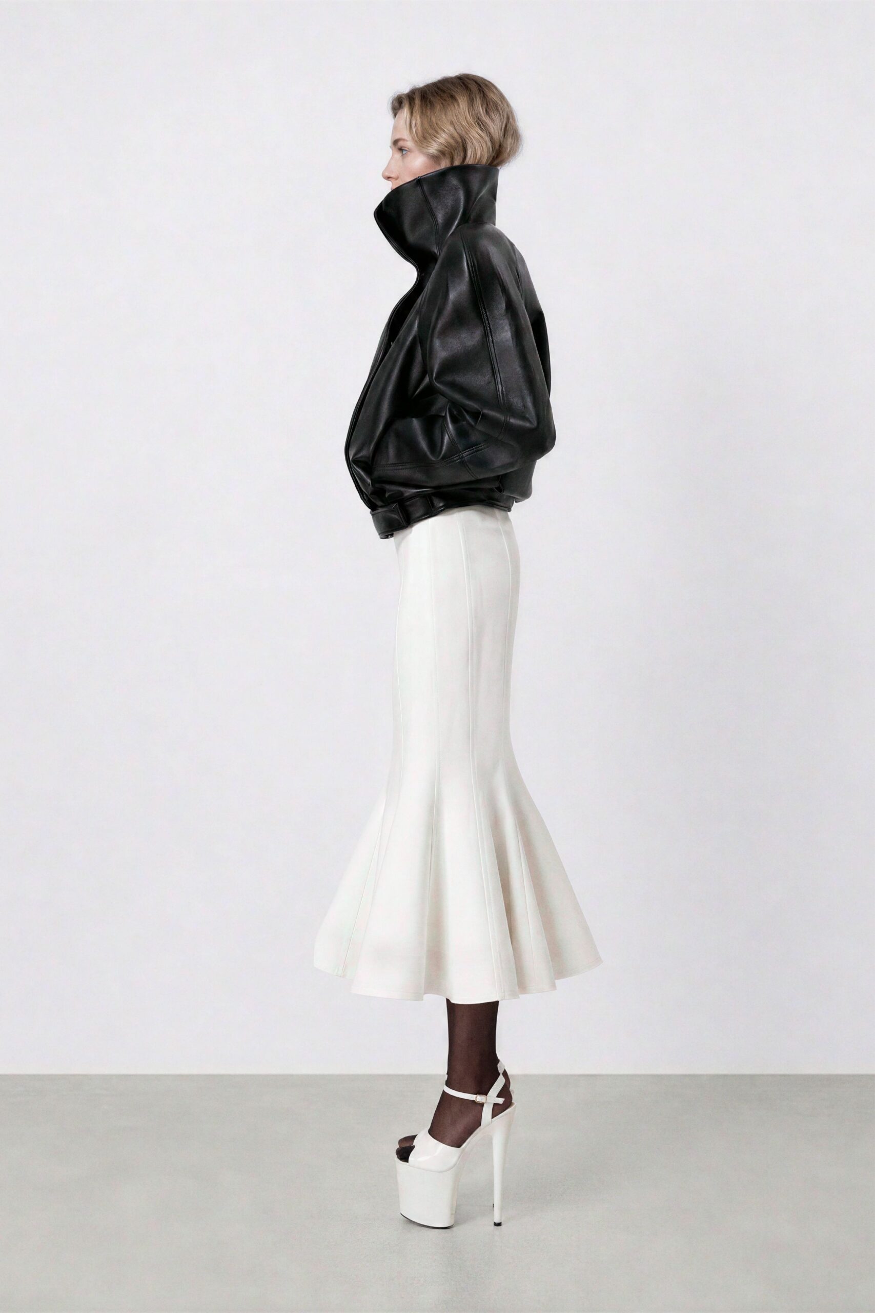 black leather oversized jacket