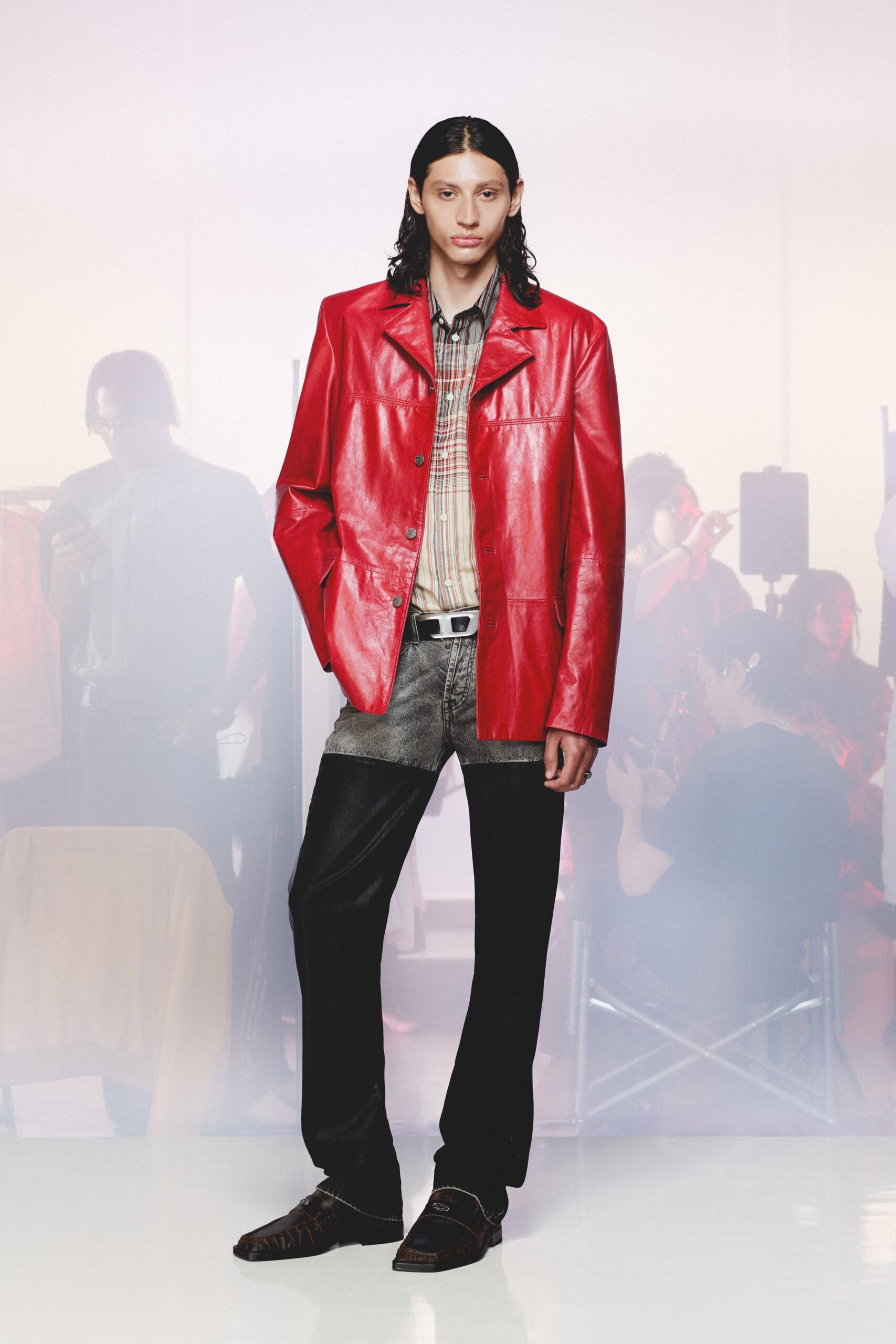 red leather relaxed jacket