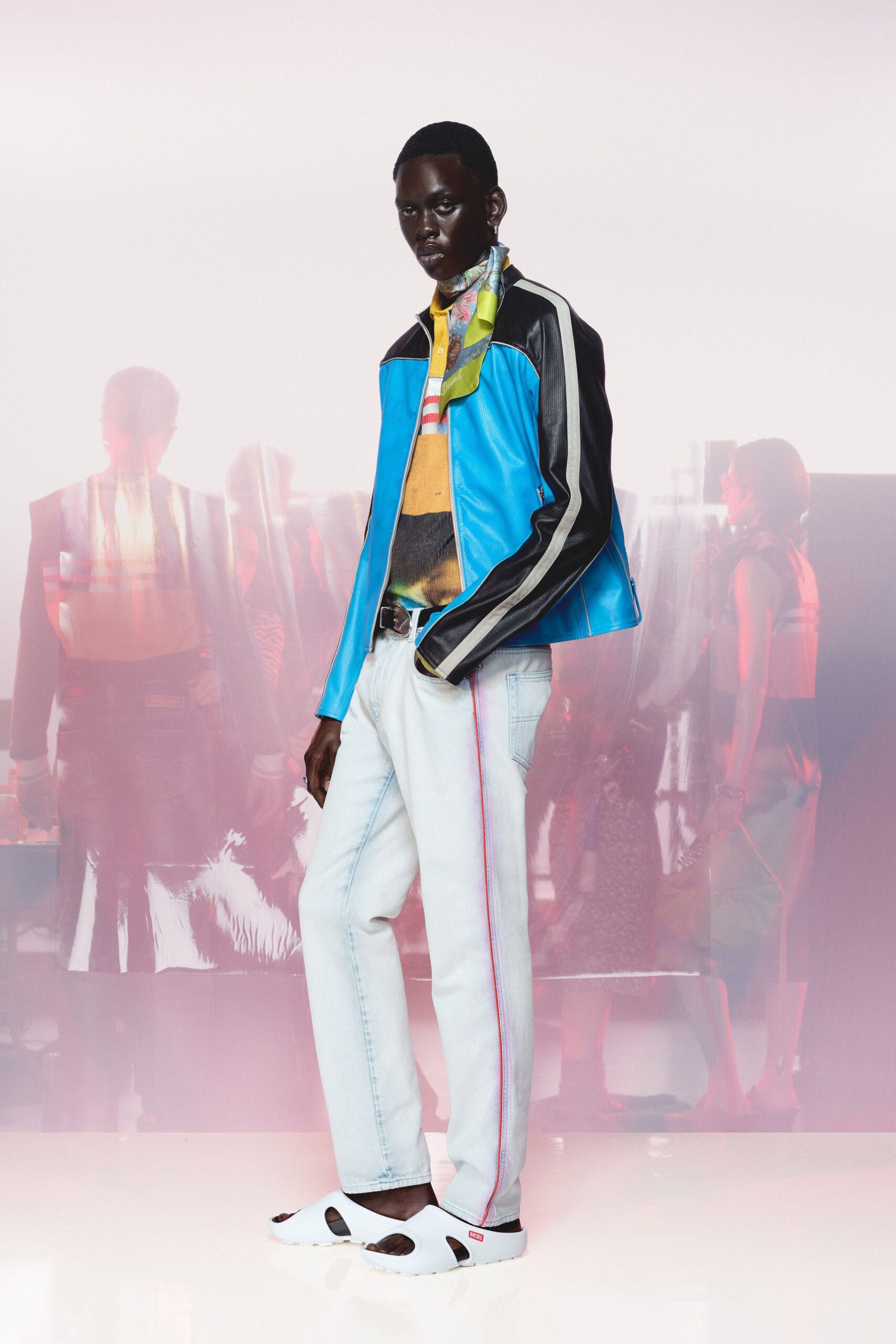 white denim slim straight-leg pants