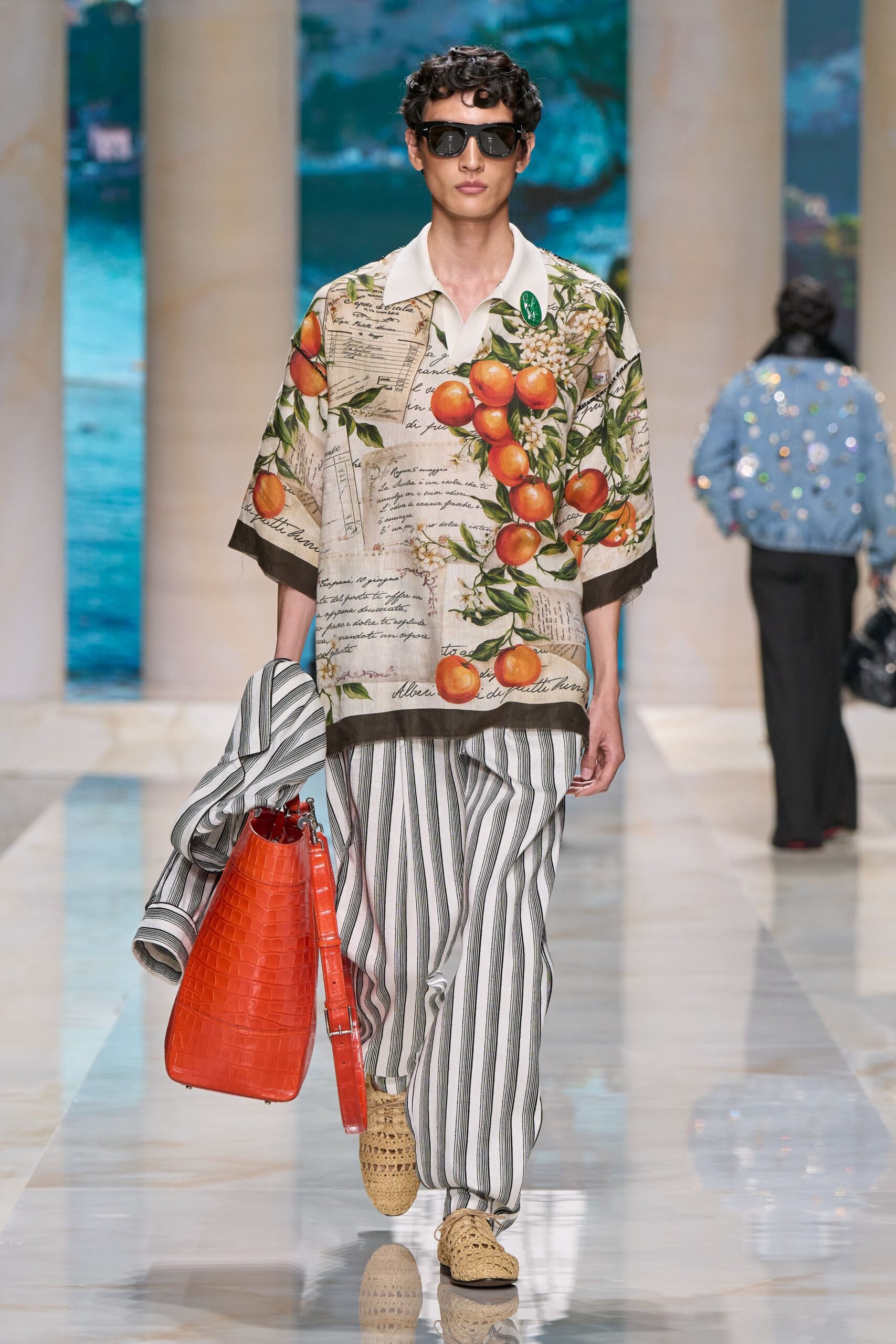 multi-colored relaxed shirt with striped pants