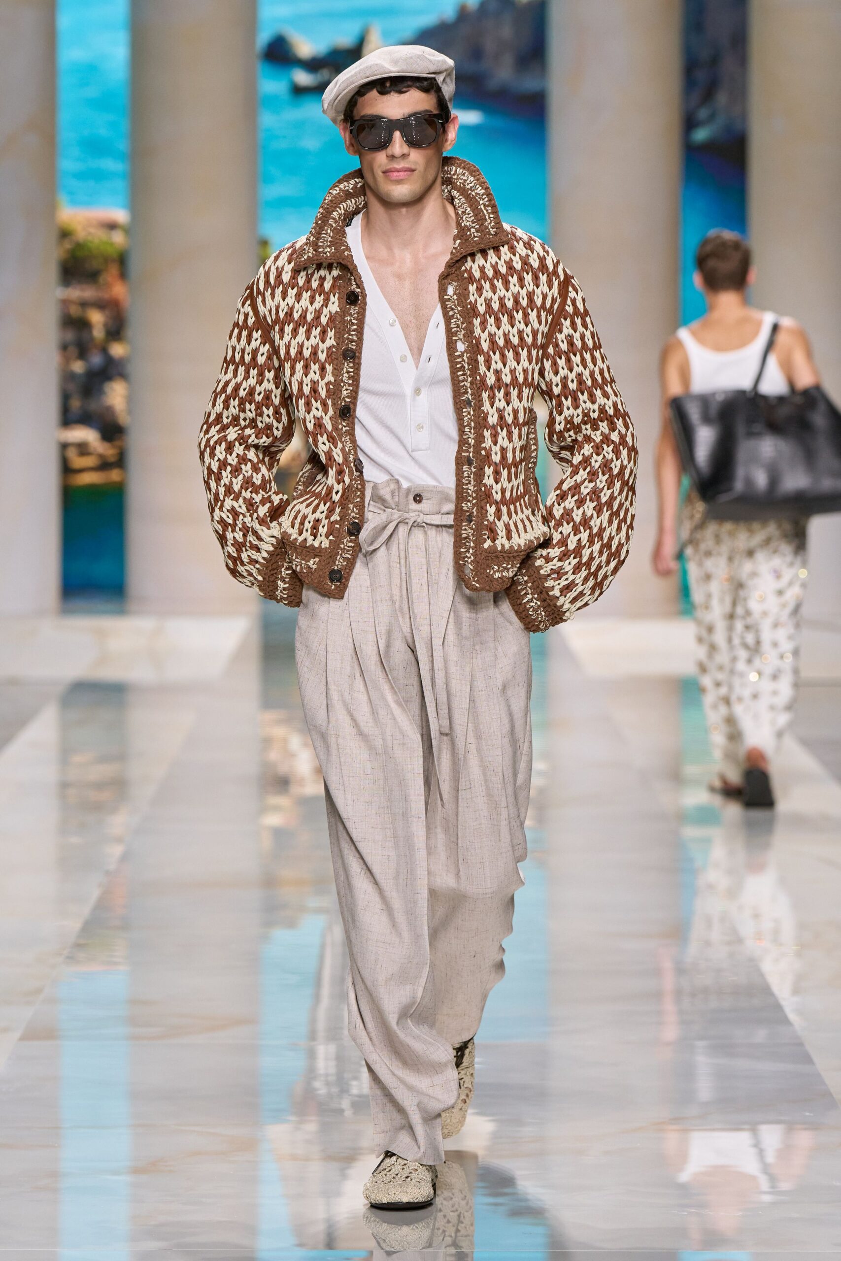 brown cotton long-sleeve collared relaxed checked jacket