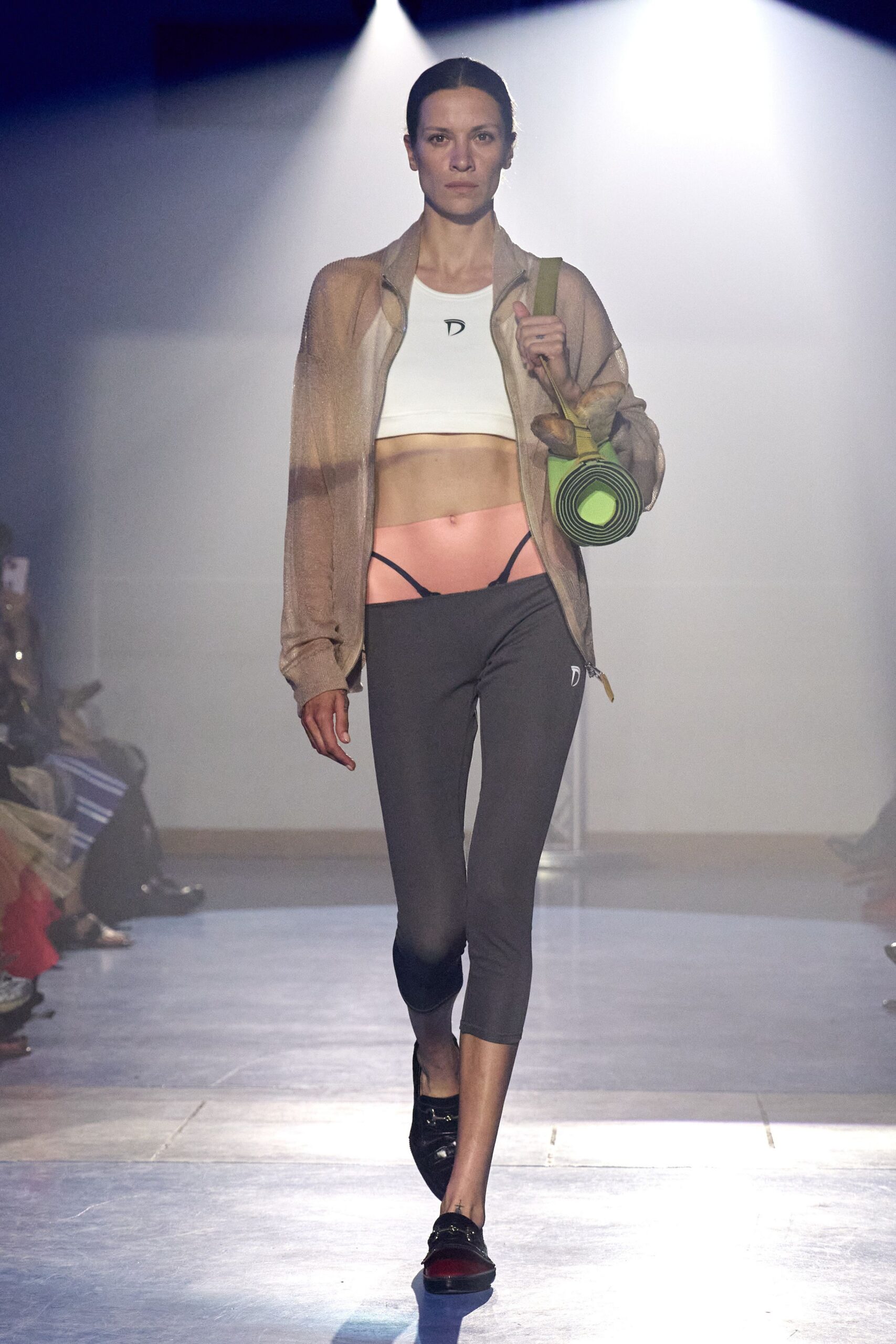 gray cotton slim high-waisted zippered pants