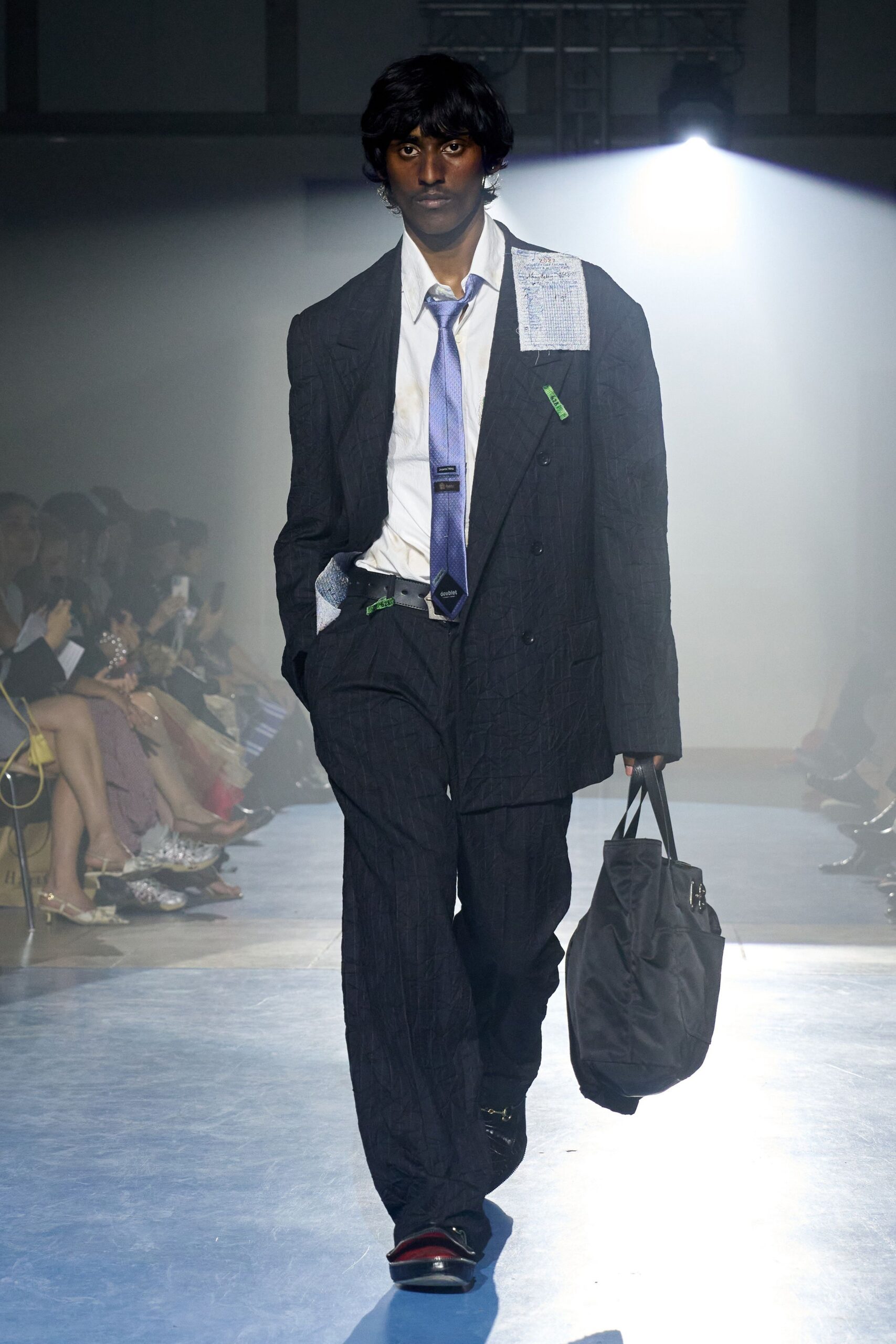black cotton long-sleeve collared relaxed buttoned pockets suit