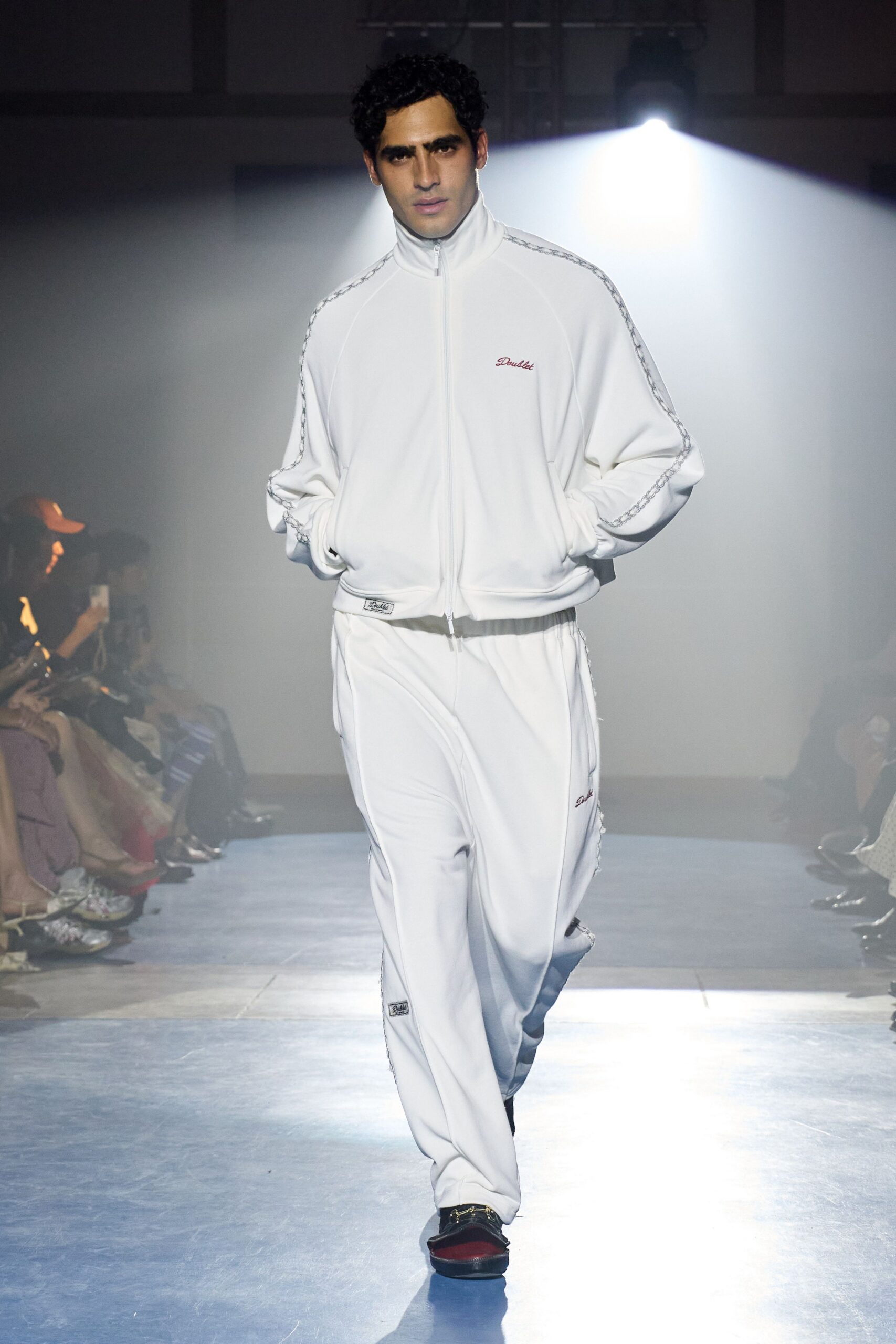white fitted jacket and pants