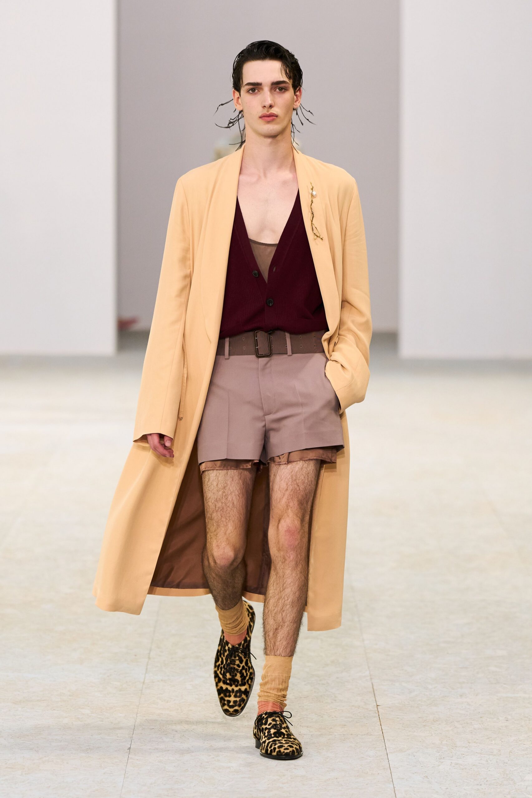 beige long-sleeve v-neck relaxed maxi coat