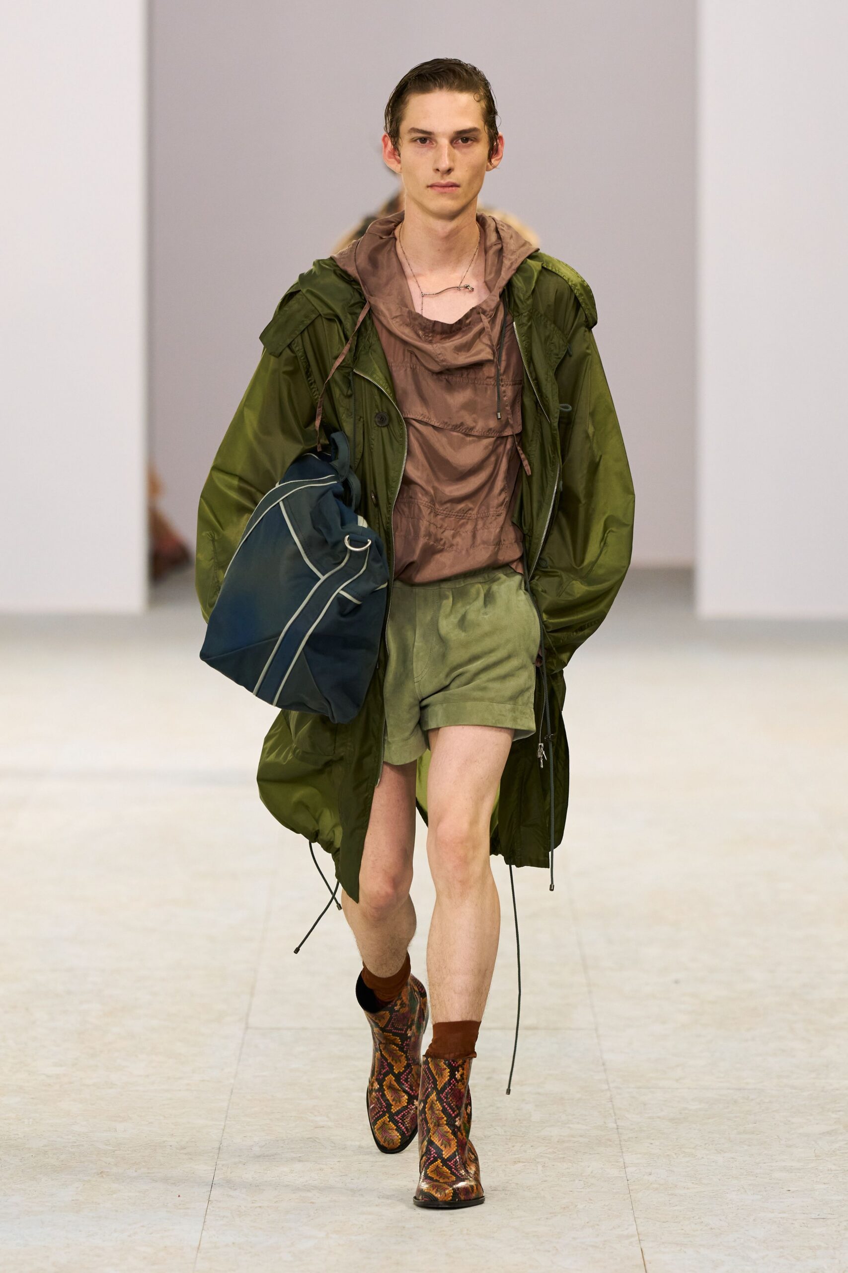 brown silk long-sleeve v-neck fitted top