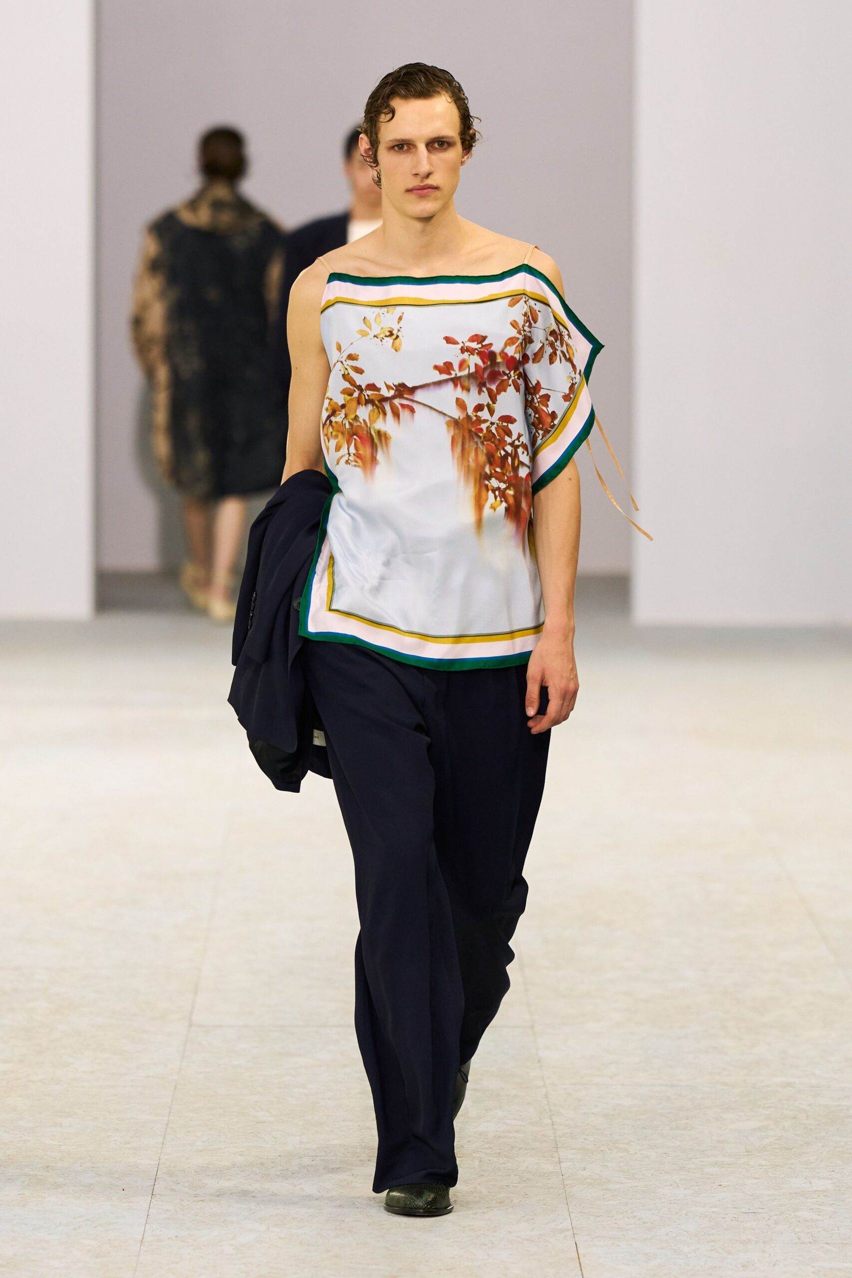 blue cotton relaxed straight-leg pants