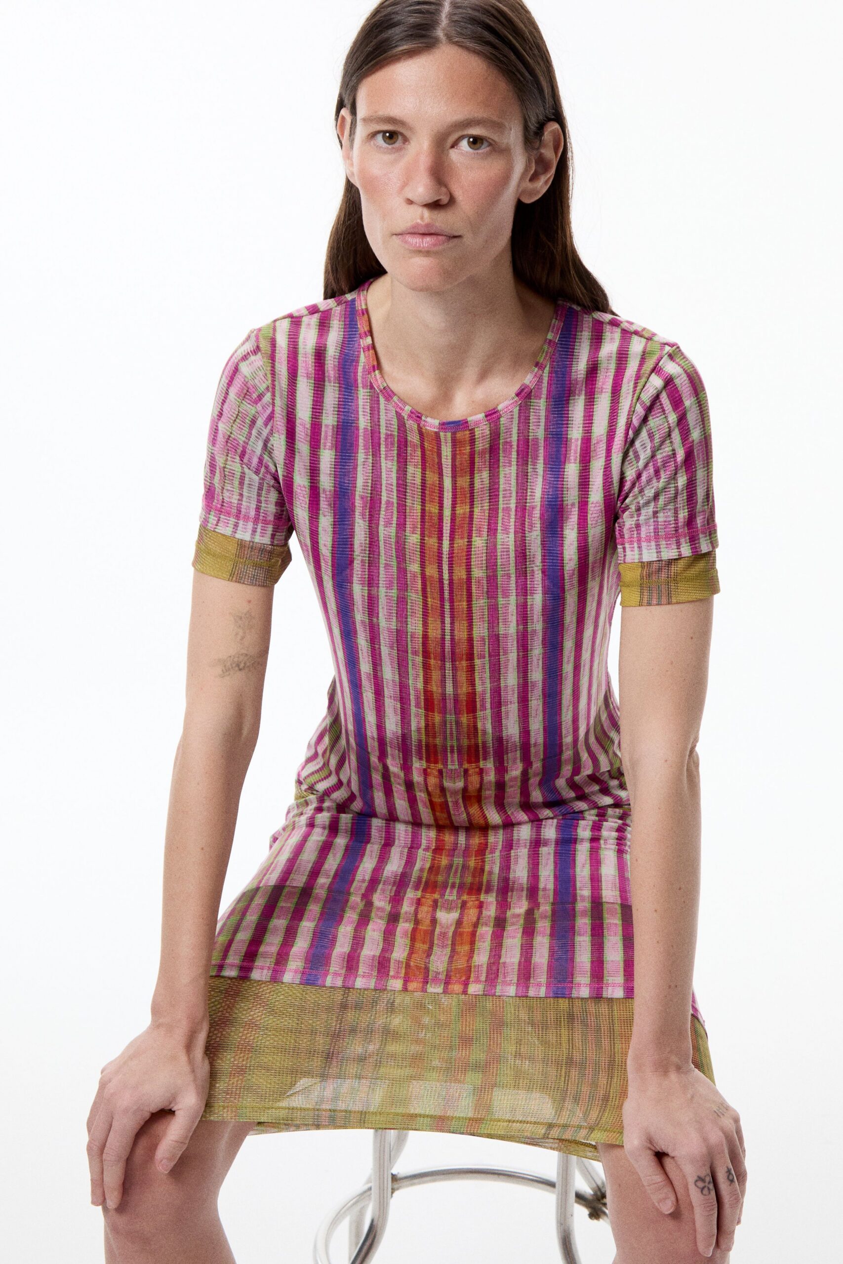 striped short-sleeve dress