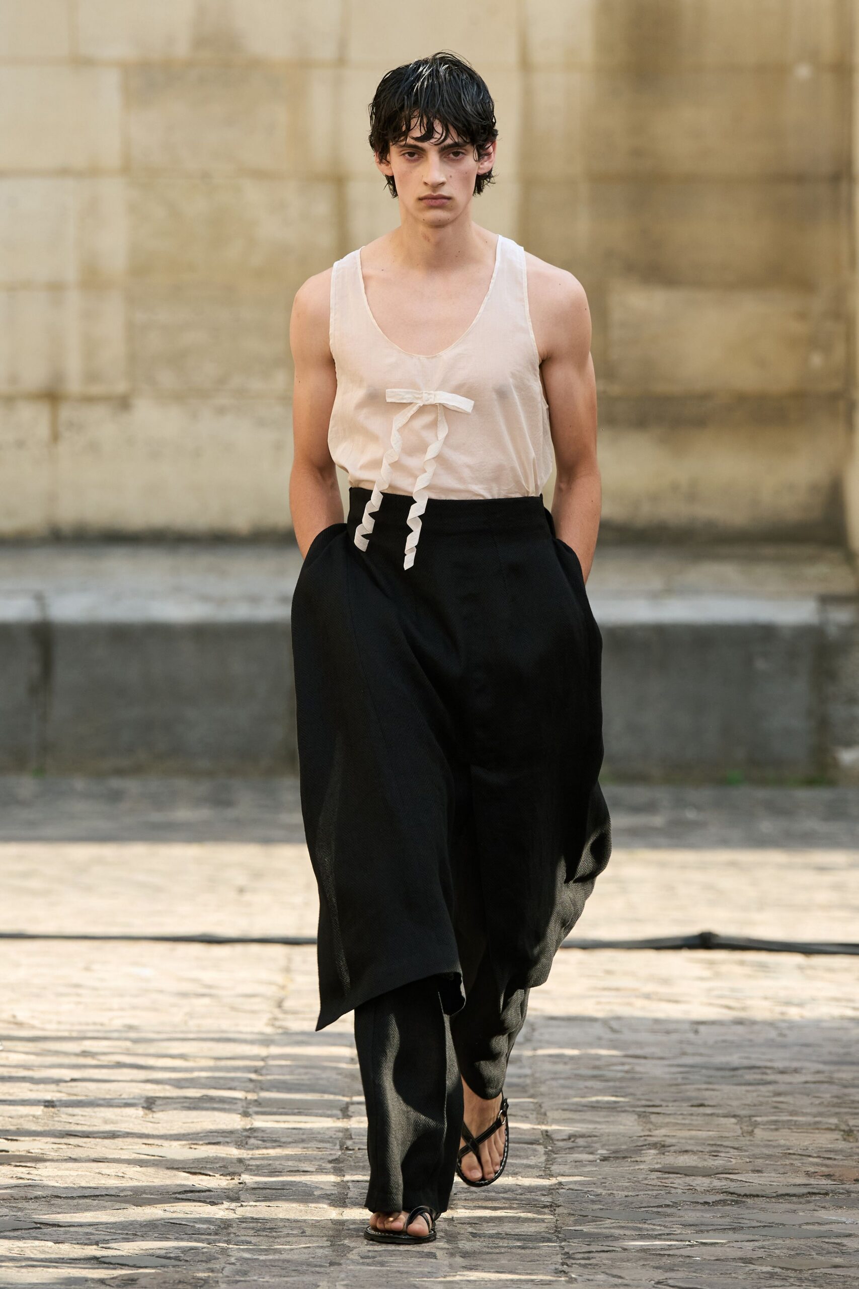 white cotton sleeveless v-neck fitted ruched tank-top