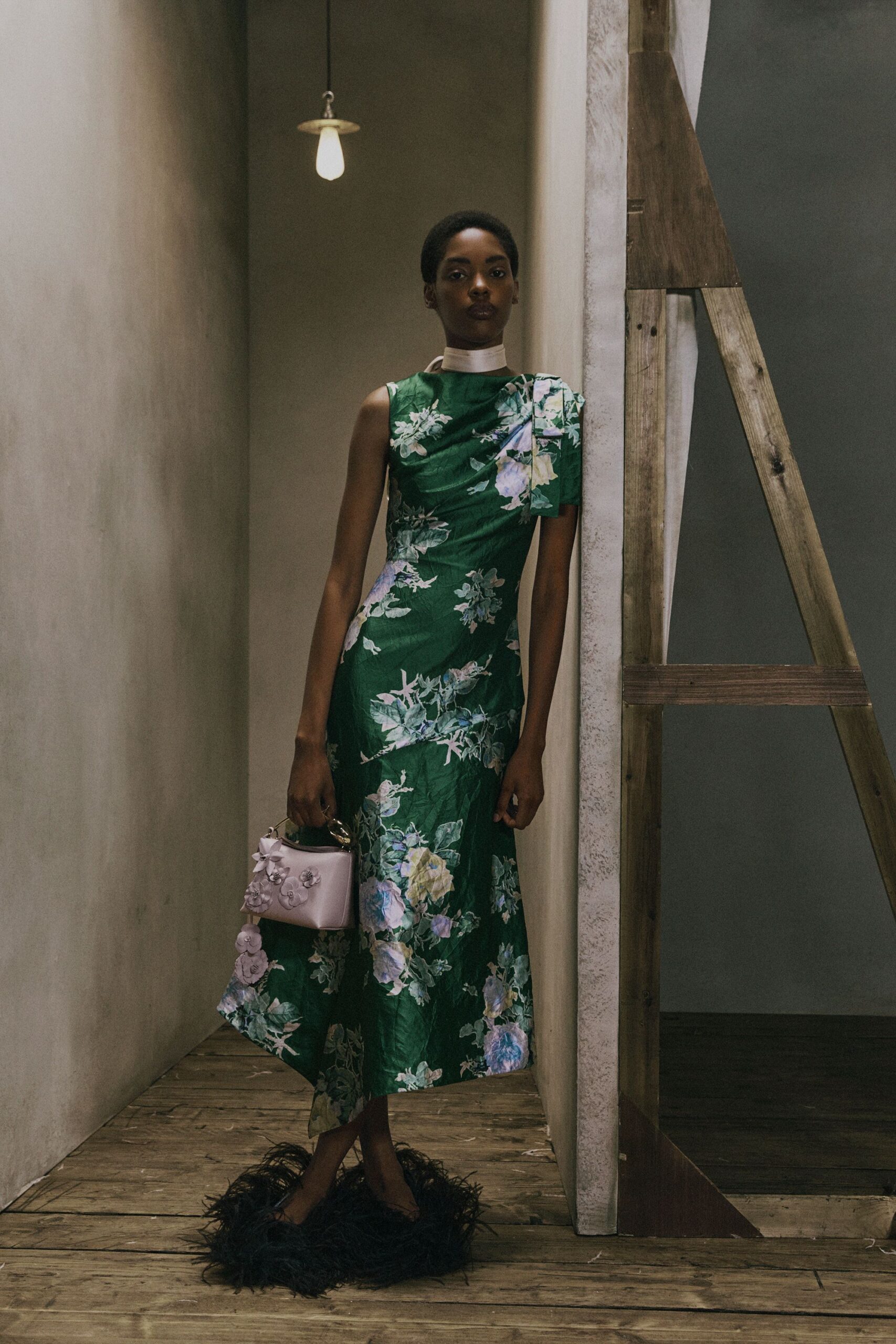 black fur fitted fringed shoes