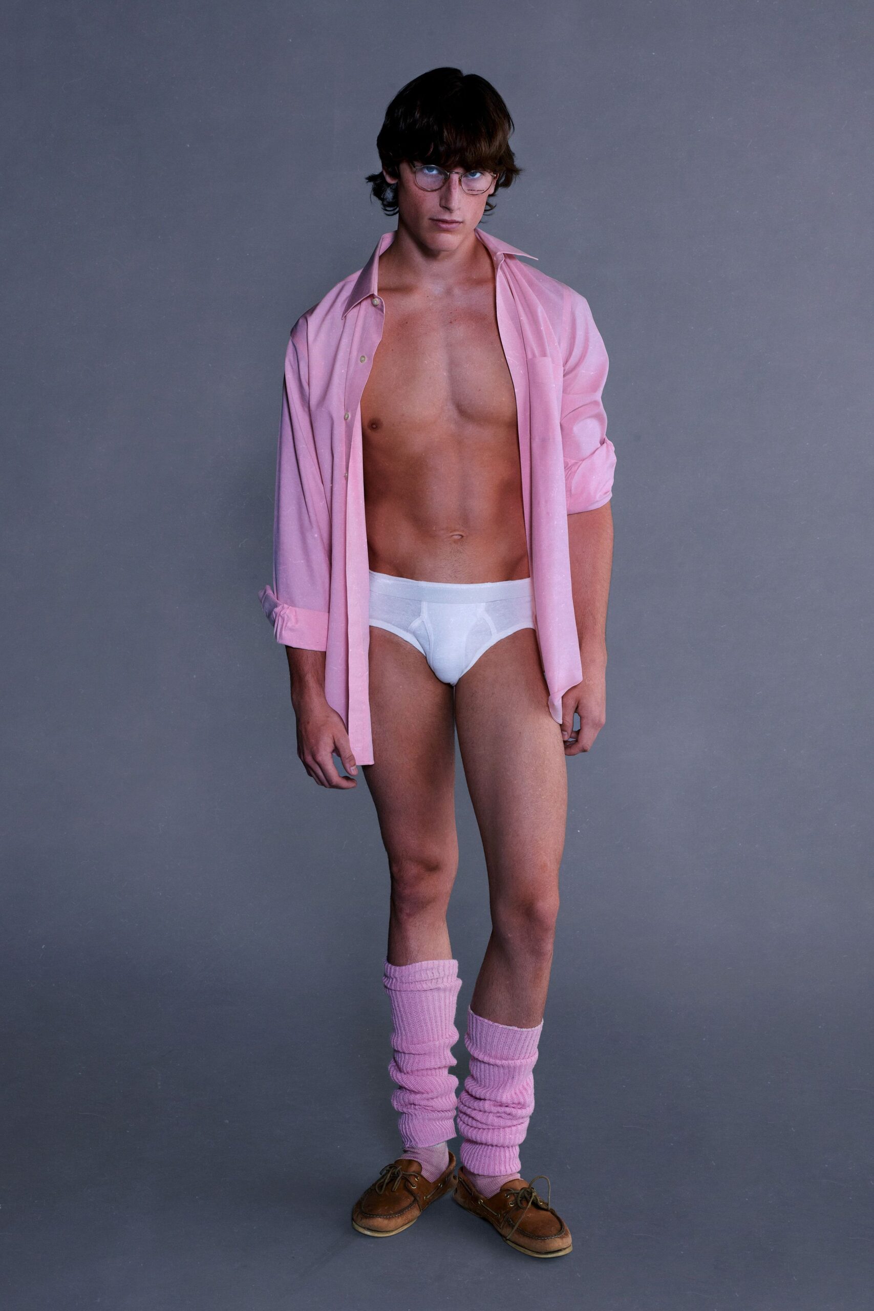 pink cotton long-sleeve collared relaxed shirt