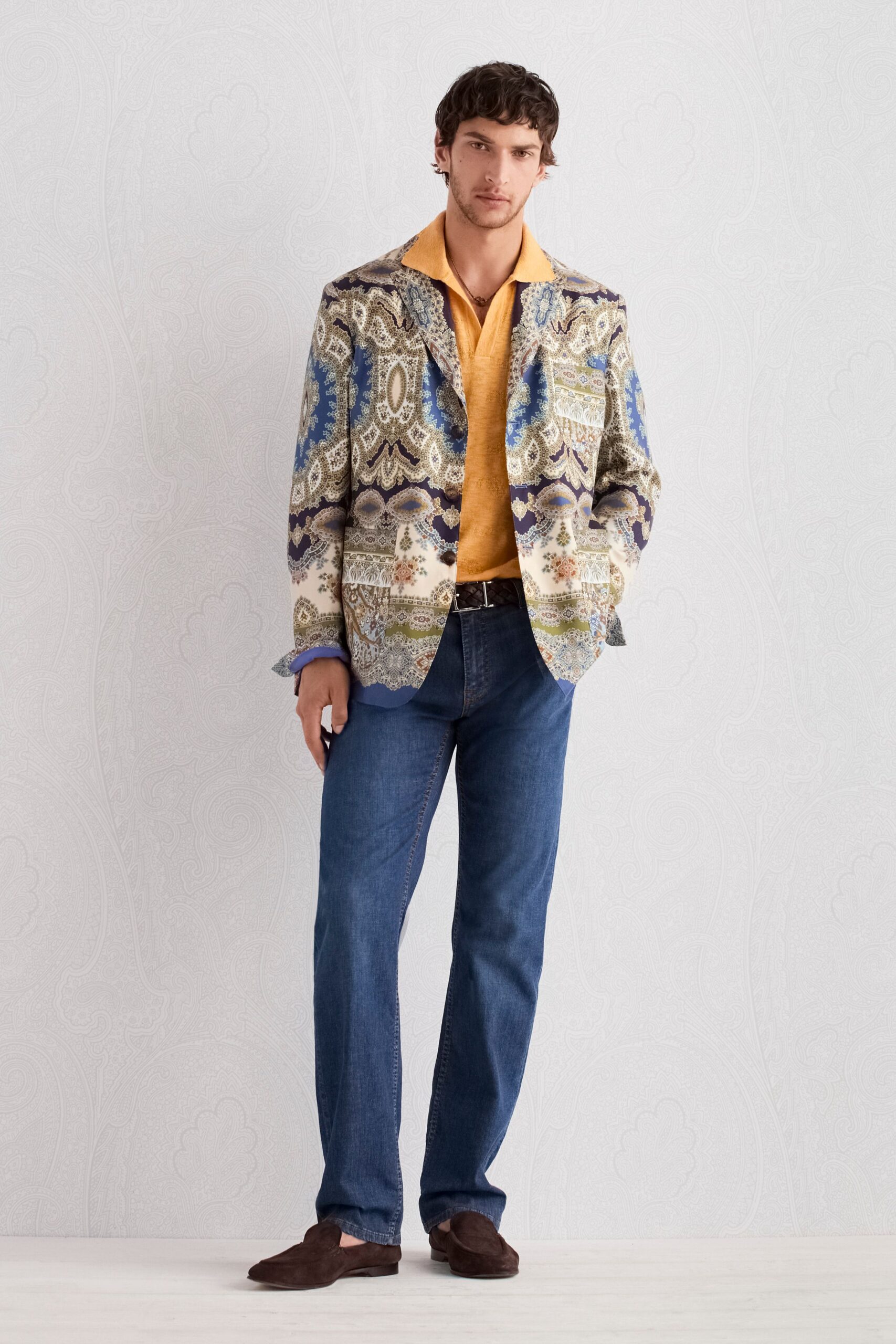 blue slim straight-leg jeans