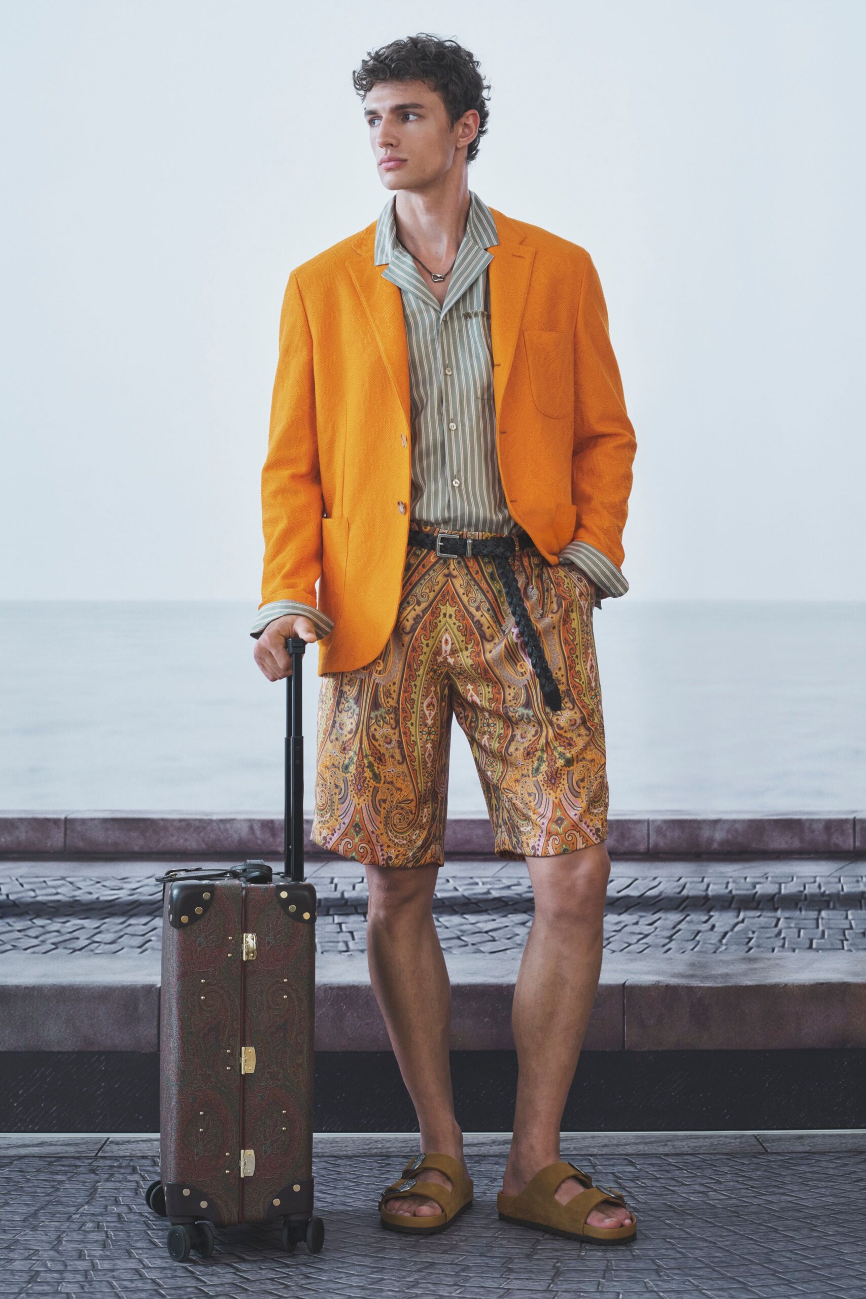 orange relaxed printed short shorts