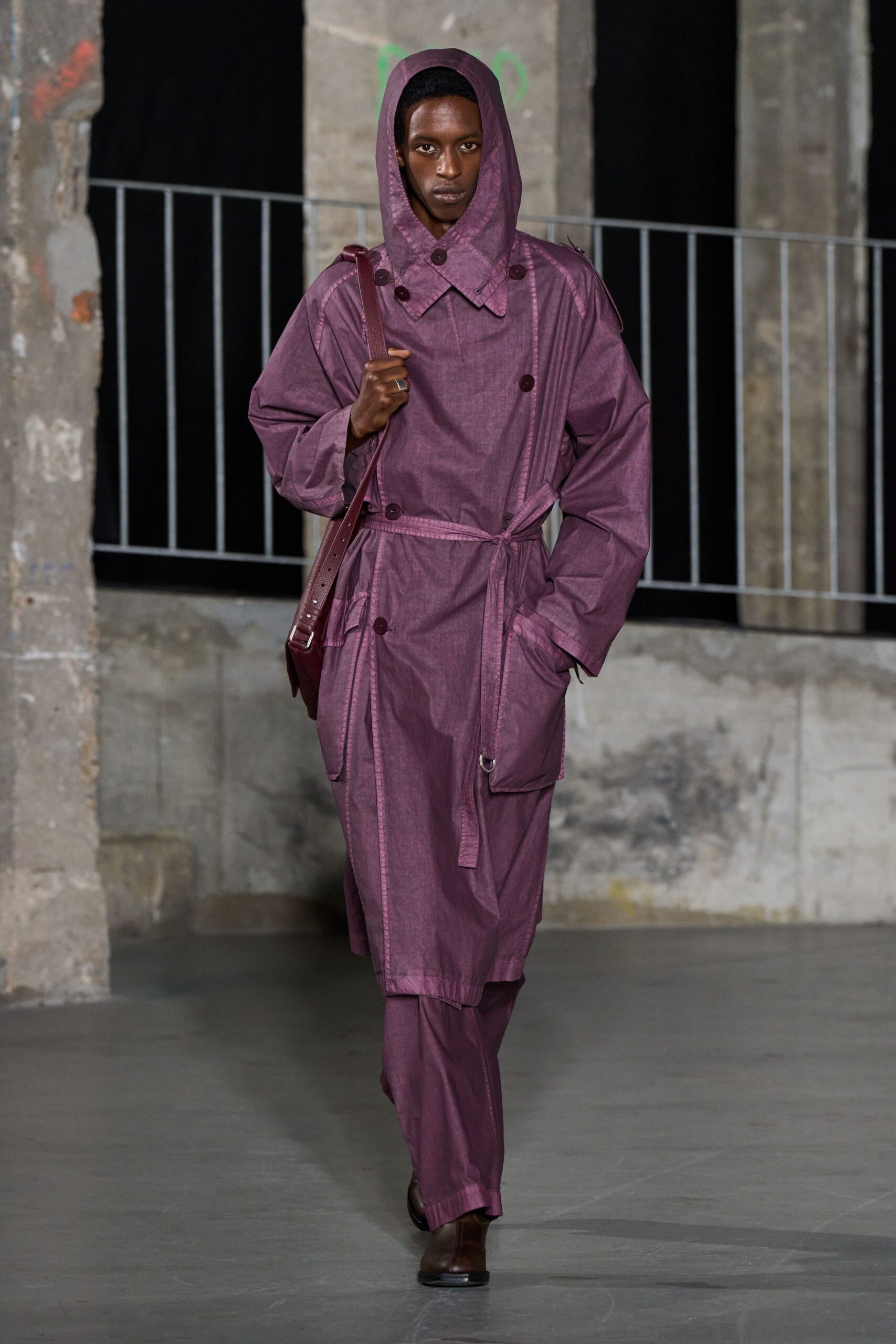 purple cotton trench coat