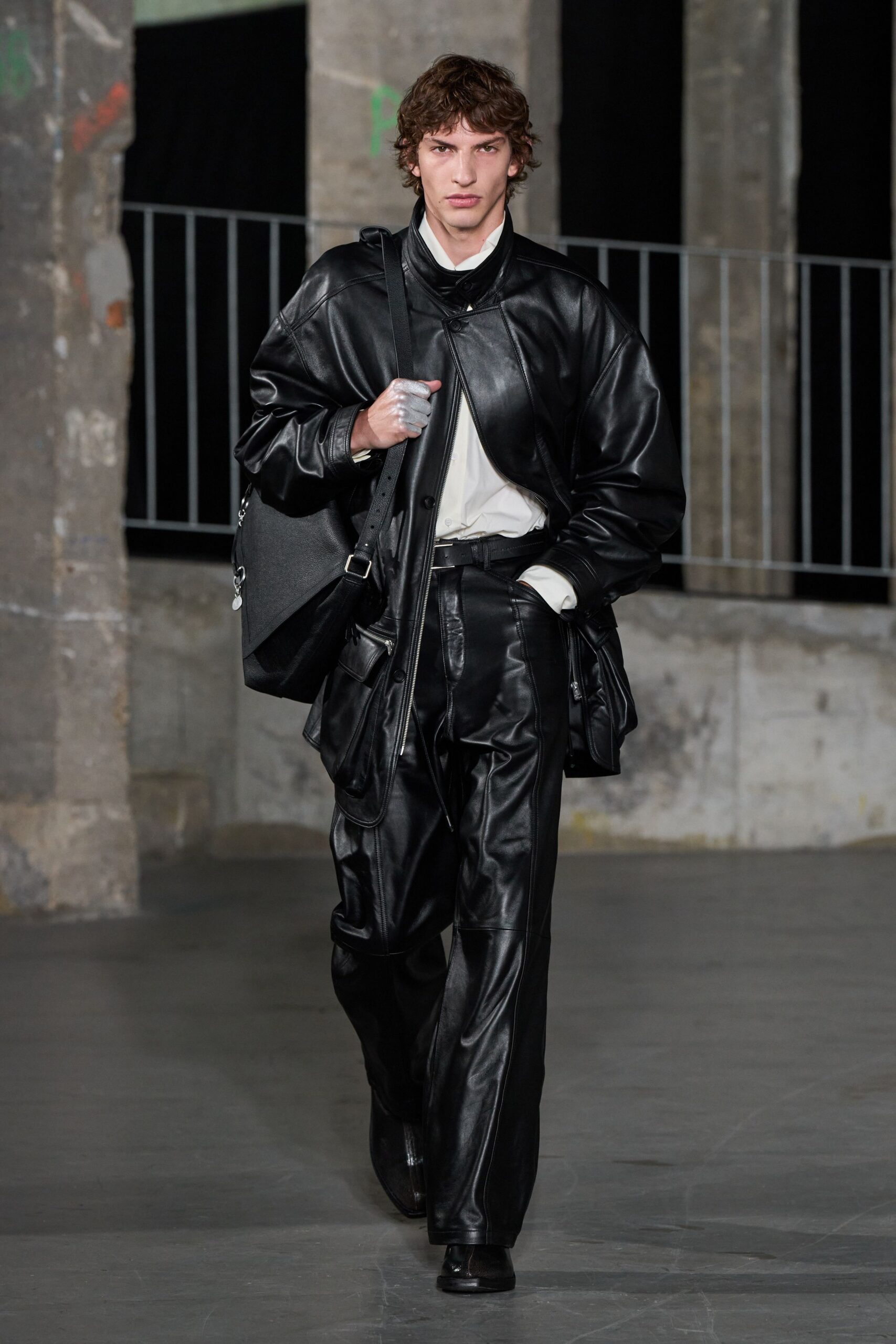 black leather oversized jacket