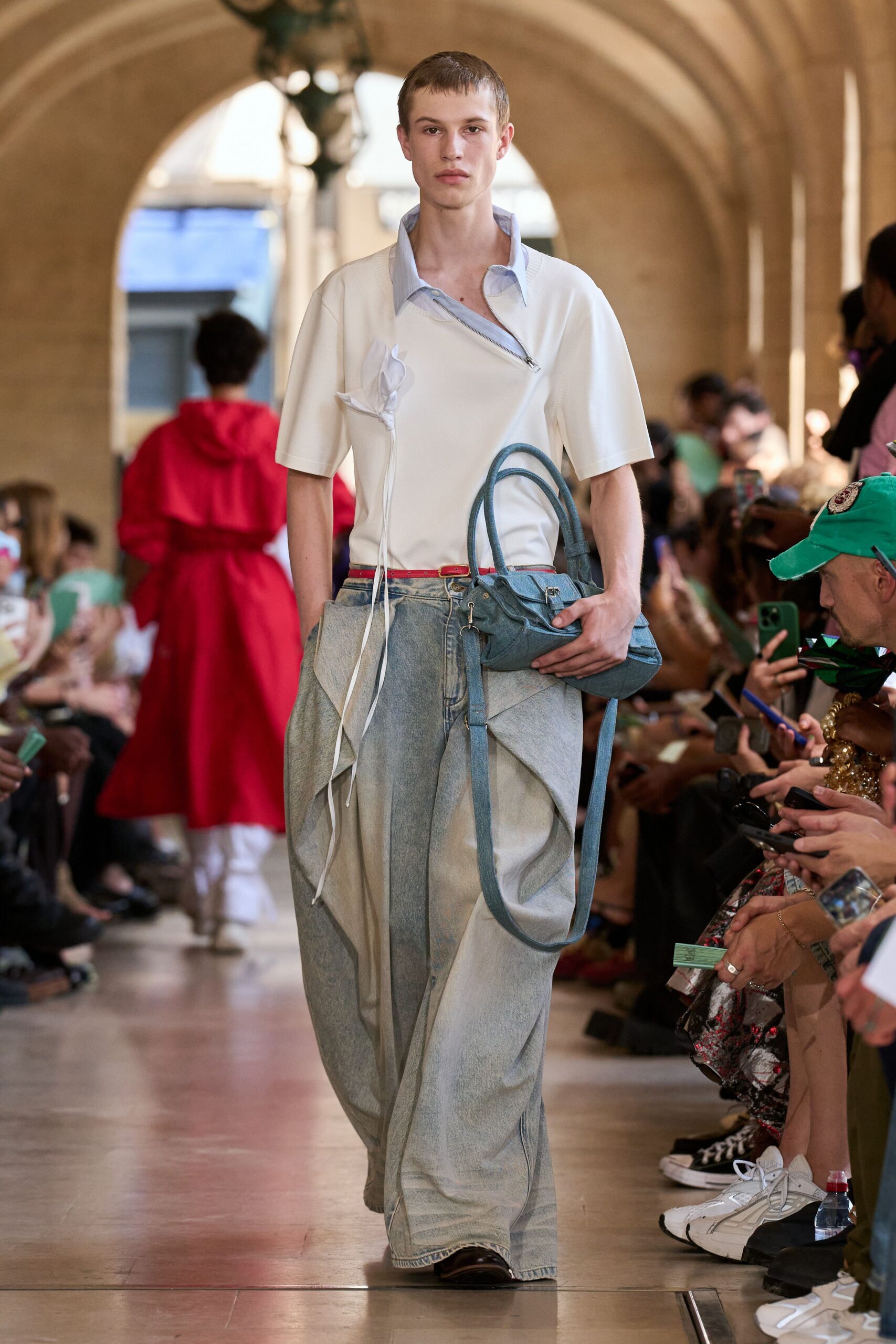 blue denim relaxed wide-leg pants