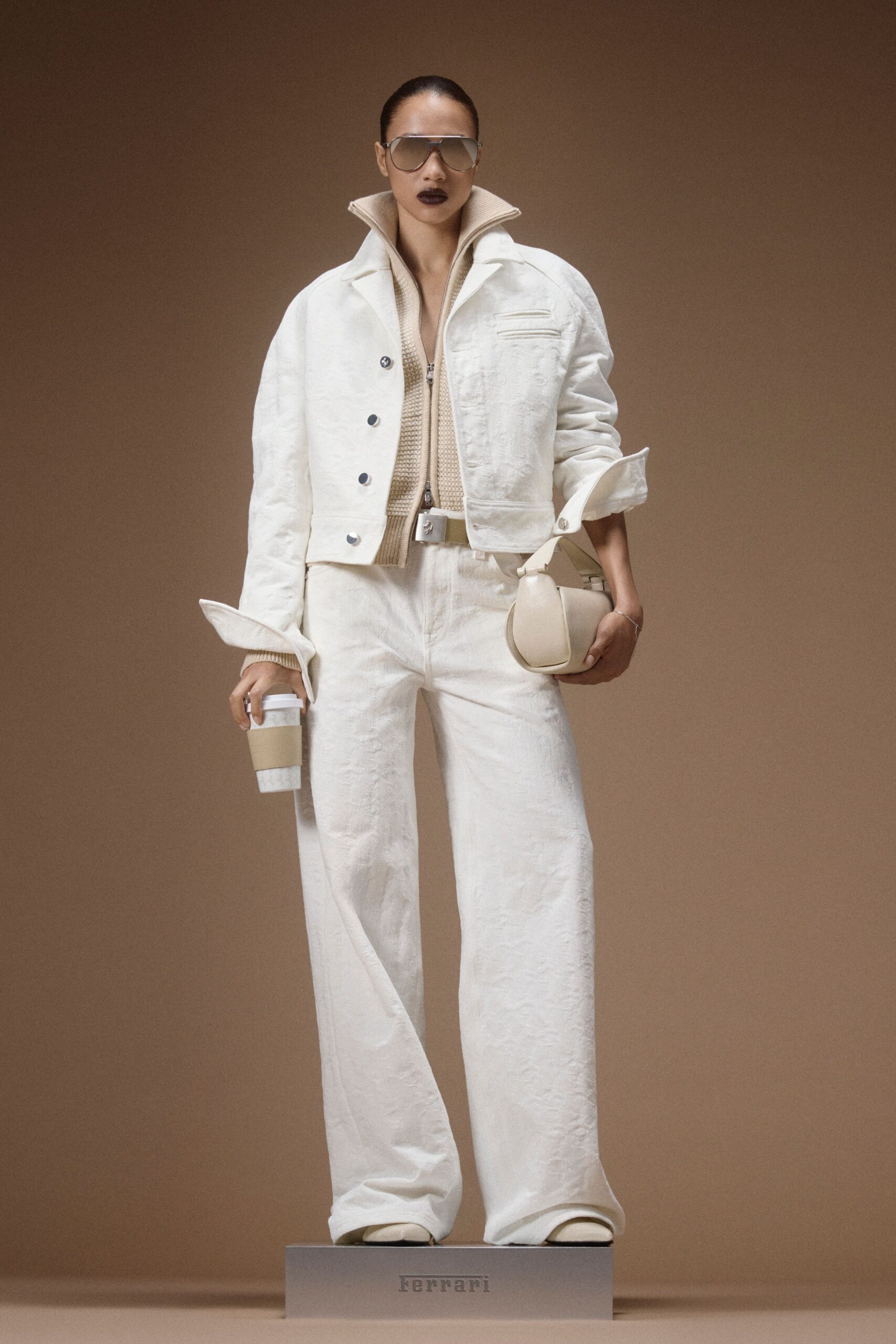 white cotton long-sleeve collared structured buttoned jacket