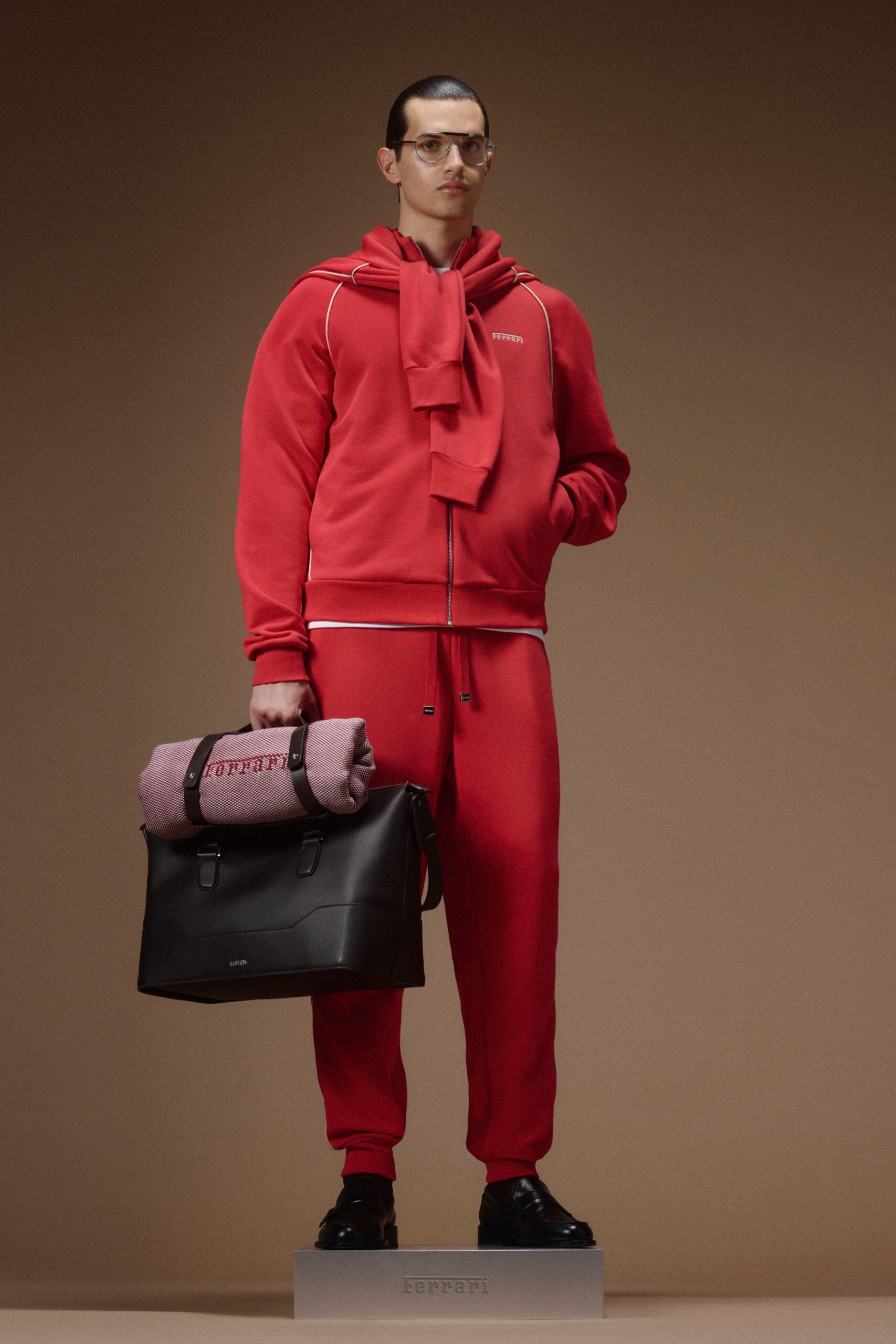 red hoodie and pants outfit