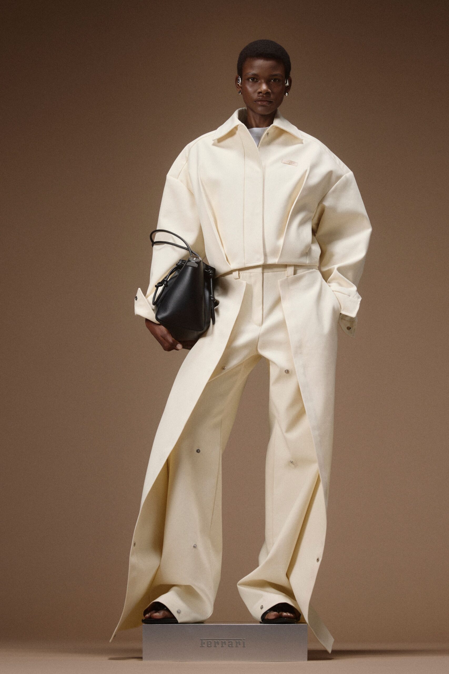 white cotton long-sleeve collared relaxed buttoned shirt