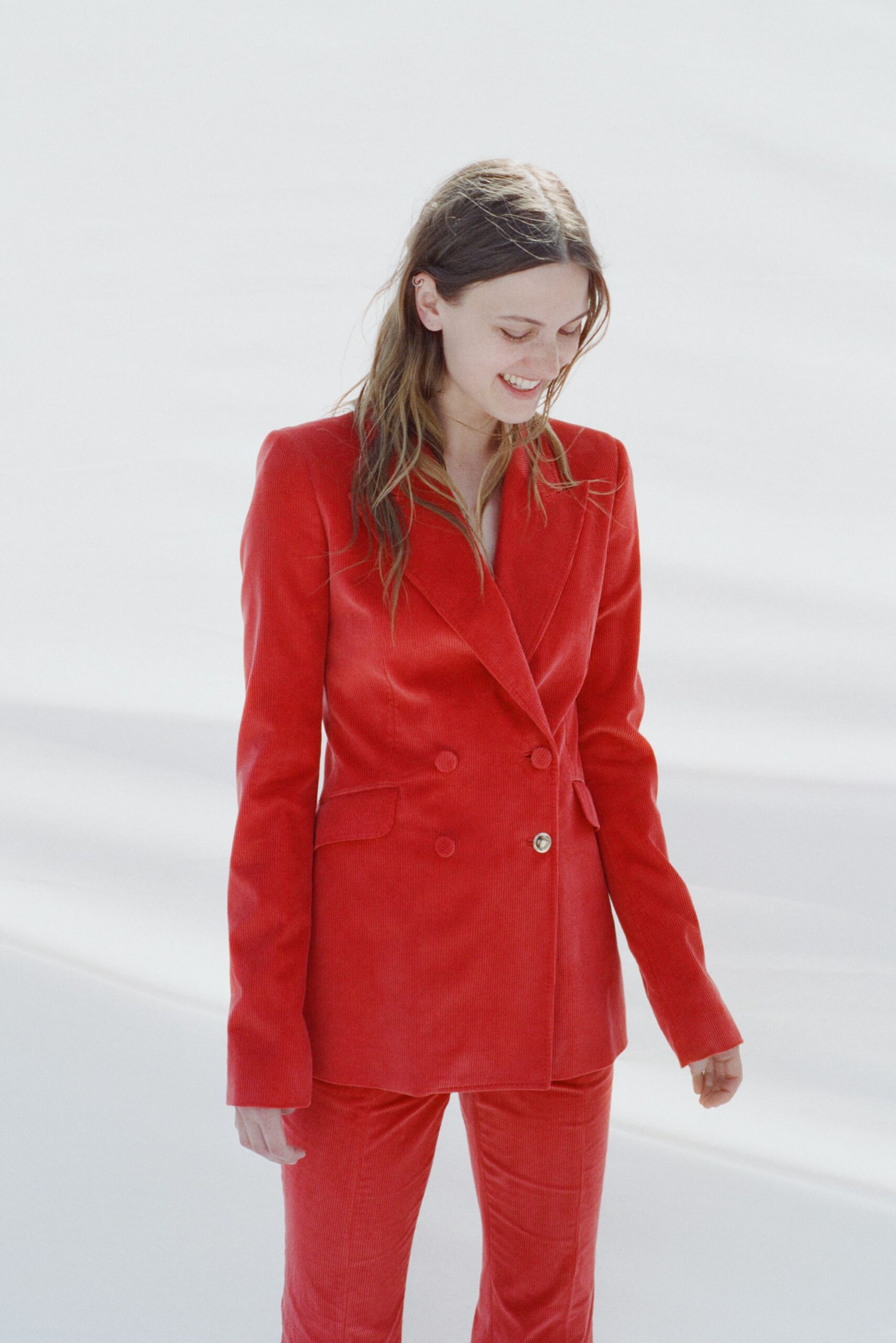 red velvet tailored blazer and pants