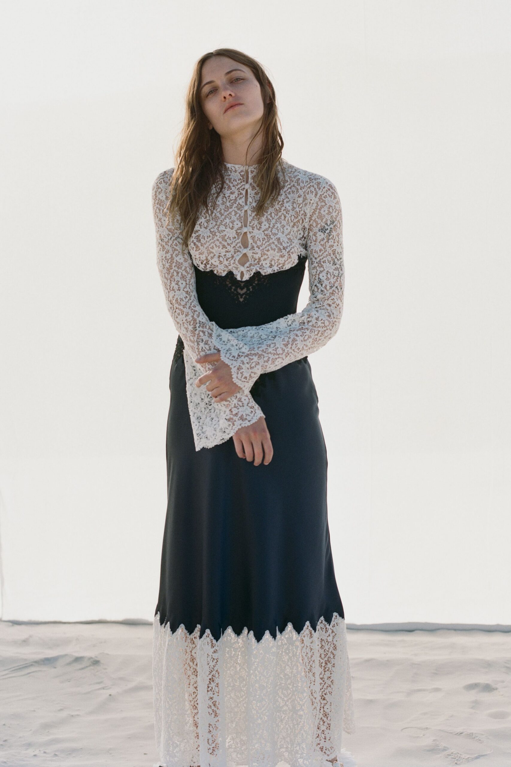 black and white lace maxi dress