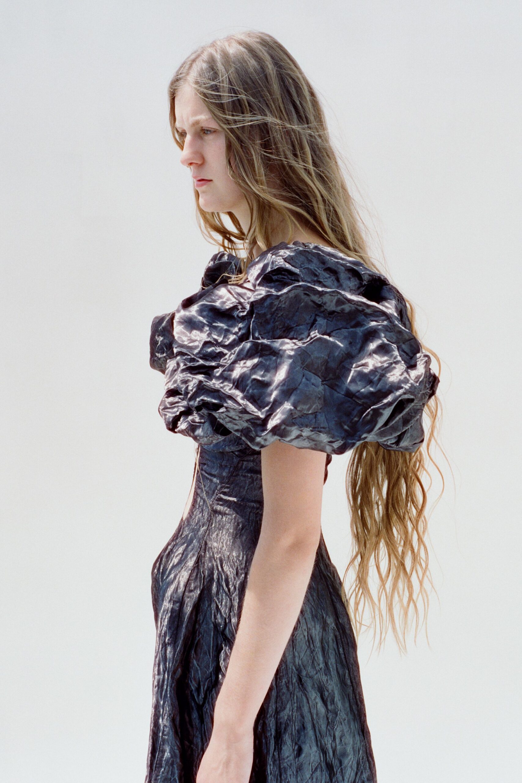 black silk sleeveless dress