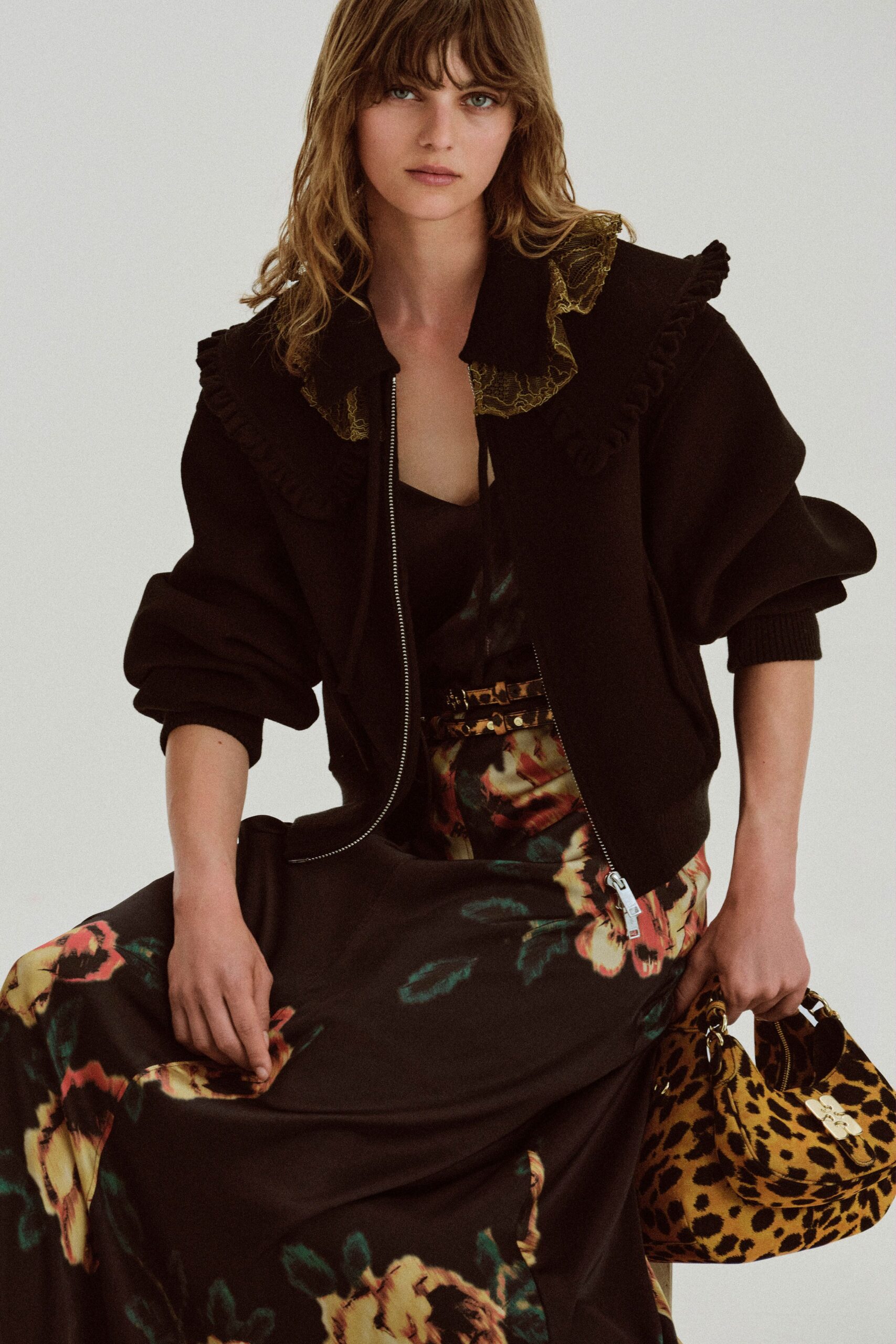 black silk sleeveless v-neck fitted floral maxi dress