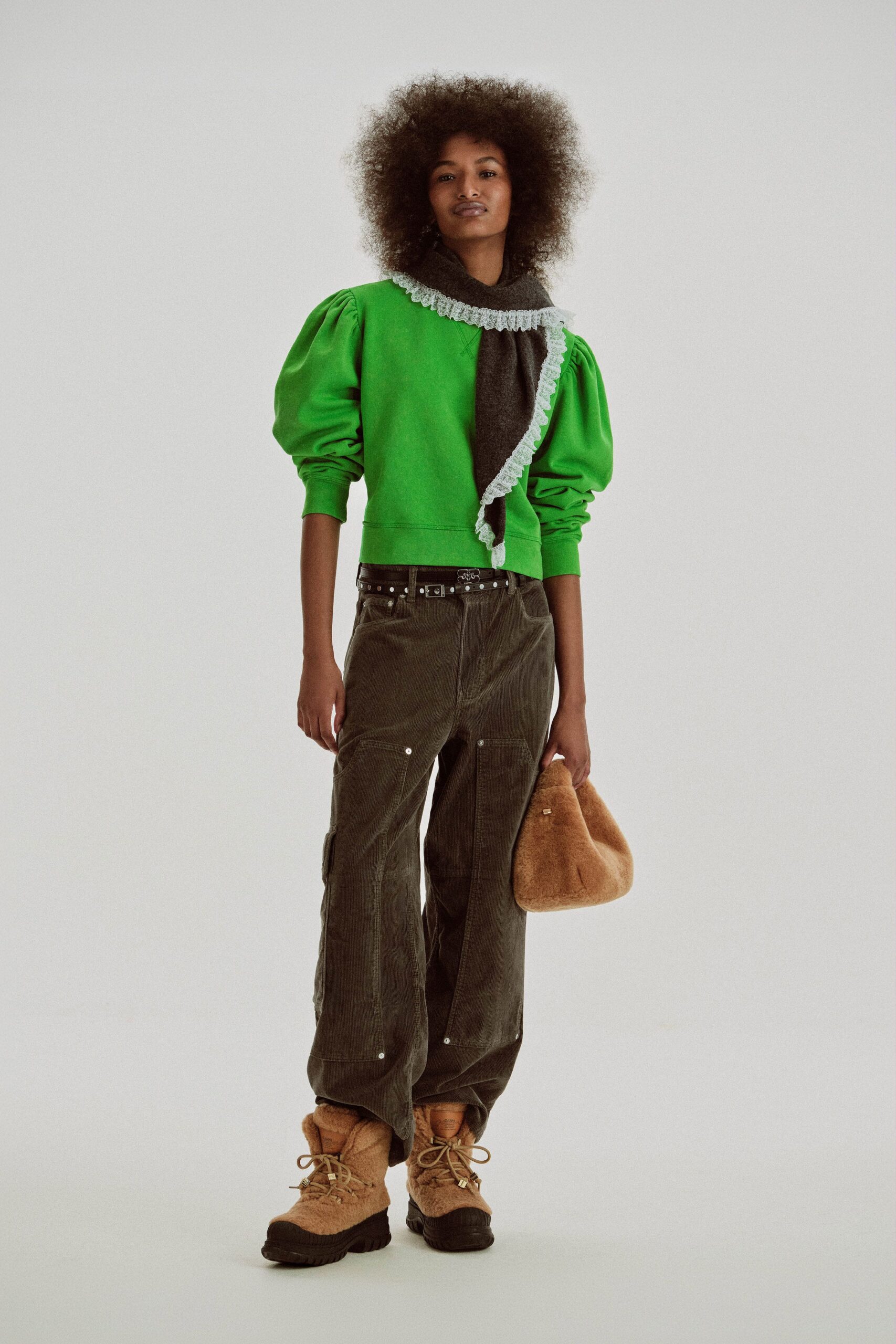 brown cotton relaxed cargo pants