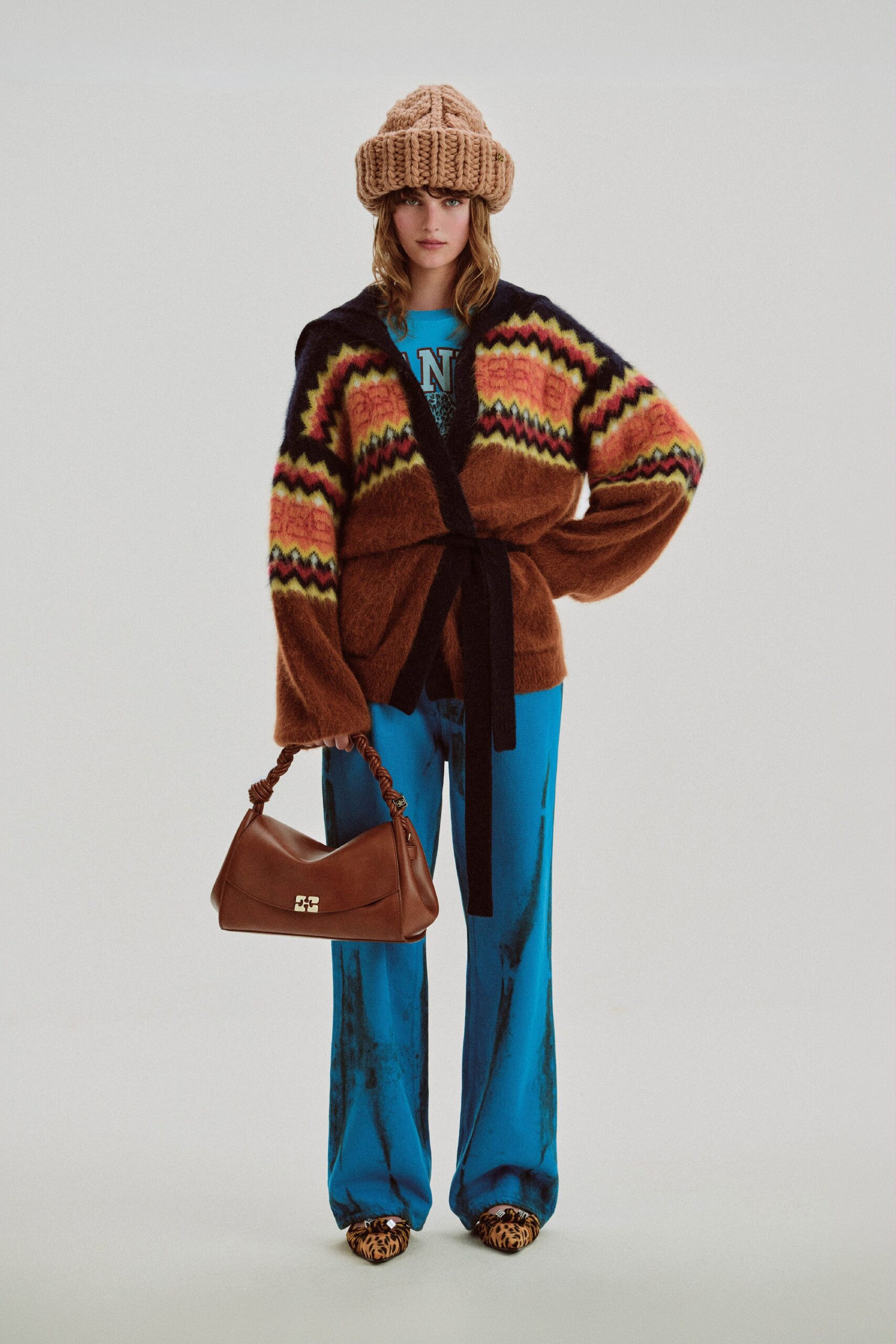 blue satin slim straight-leg shiny pants