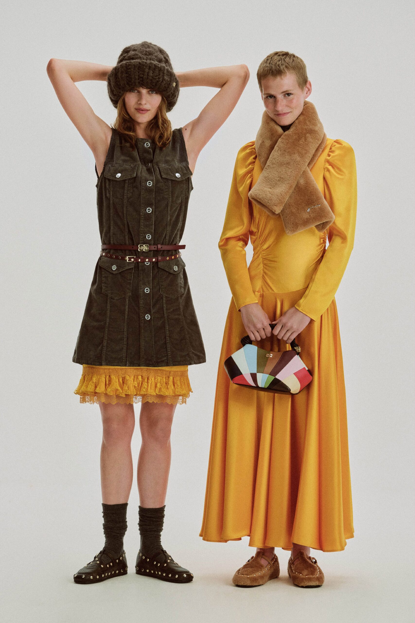 brown cotton sleeveless collared fitted pleated mini dress