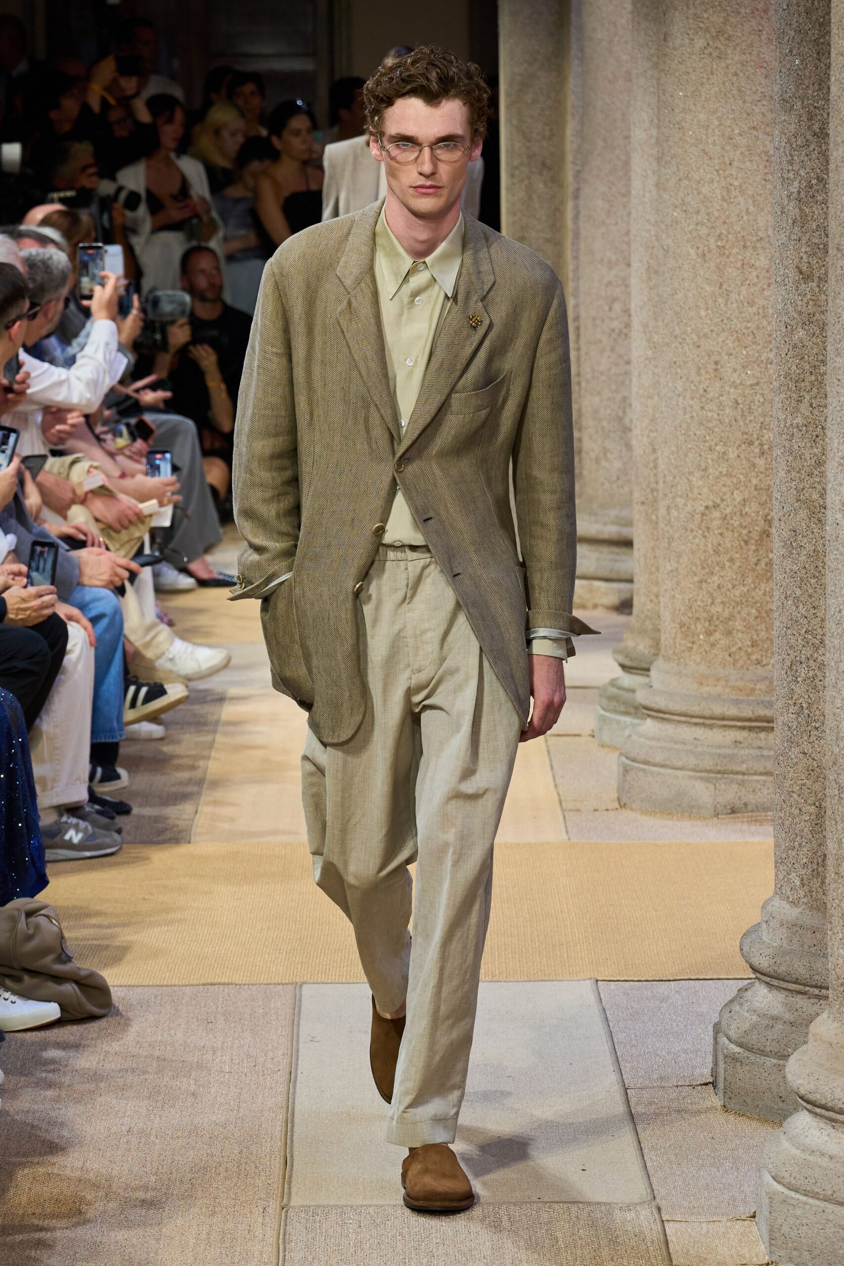 beige linen blazer and pants